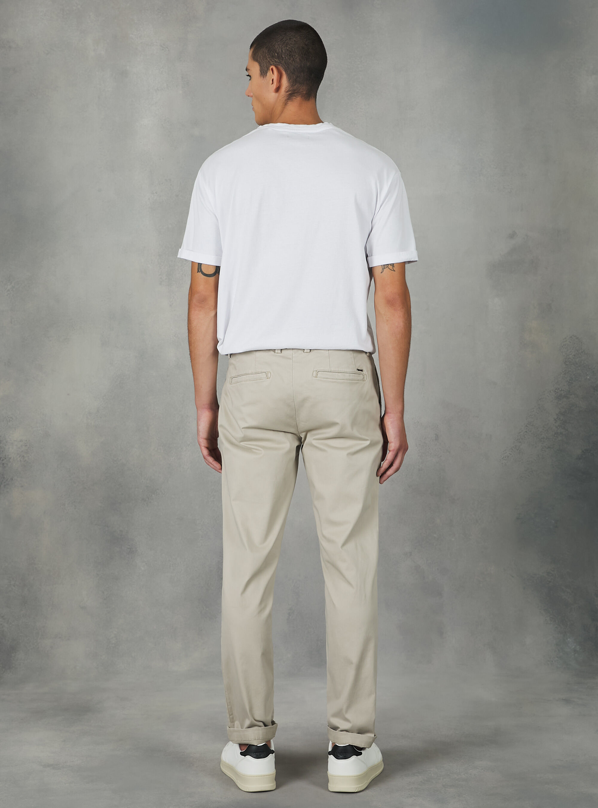 Stretch cotton twill chinos, BG3 BEIGE LIGHT