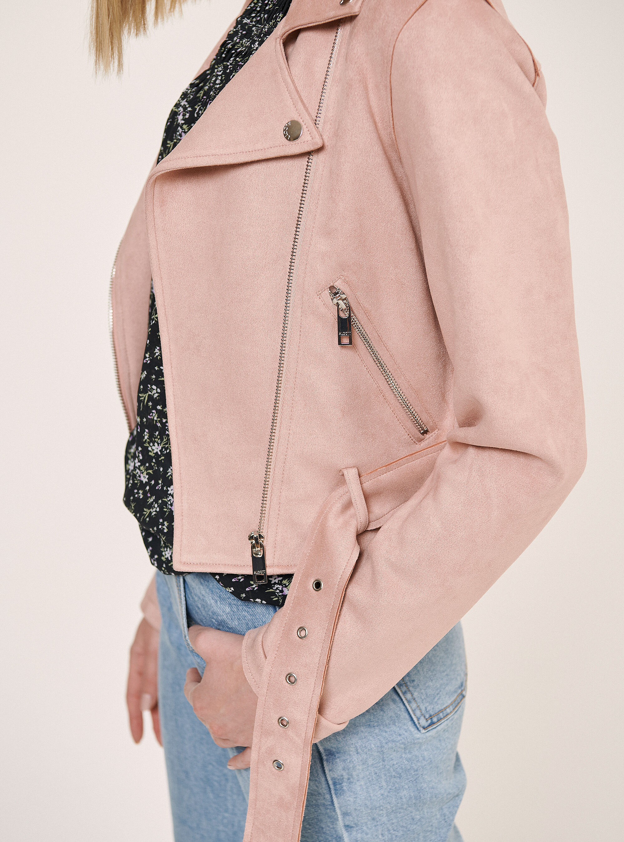 coral suede jacket