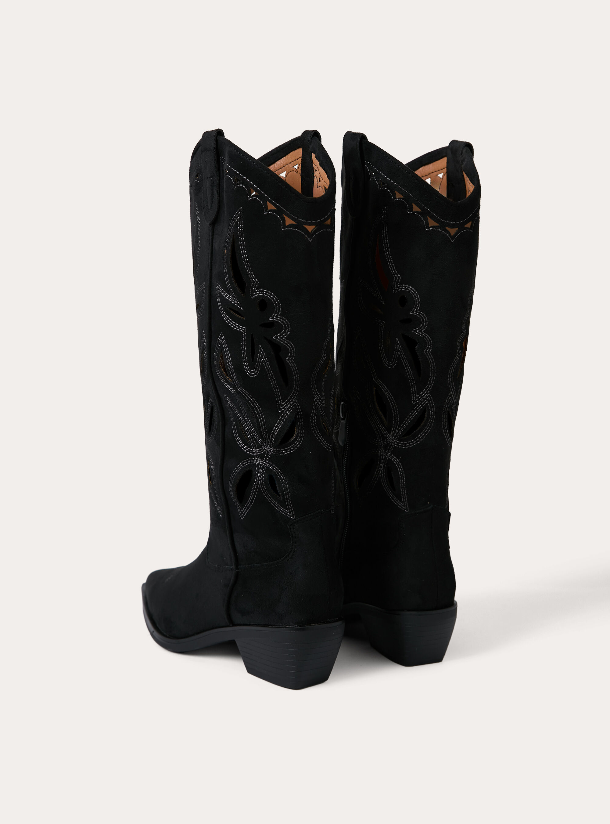 Stivali camperos traforati effetto camoscio, BK1 BLACK