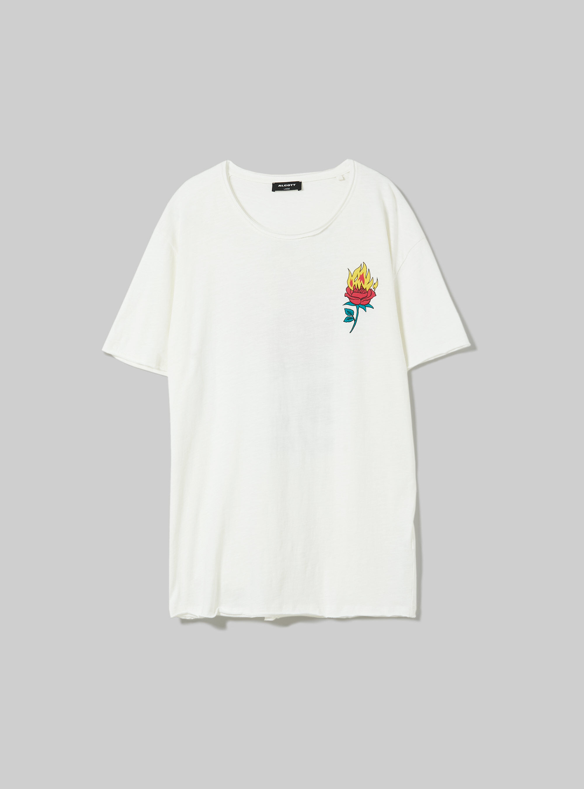 Camiseta de algod&oacute;n con estampado, BLANCO