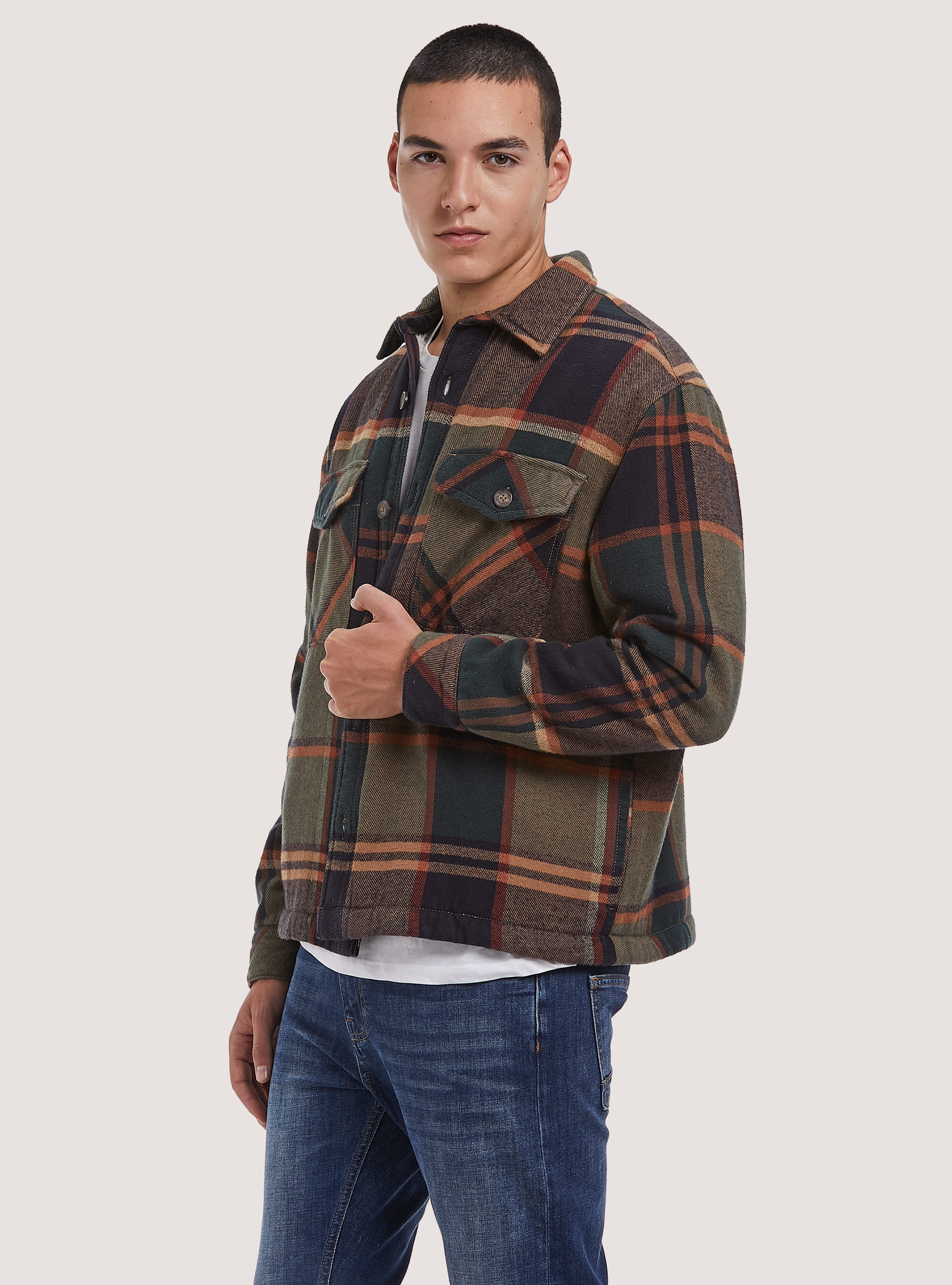Mens padded shirt best sale jacket