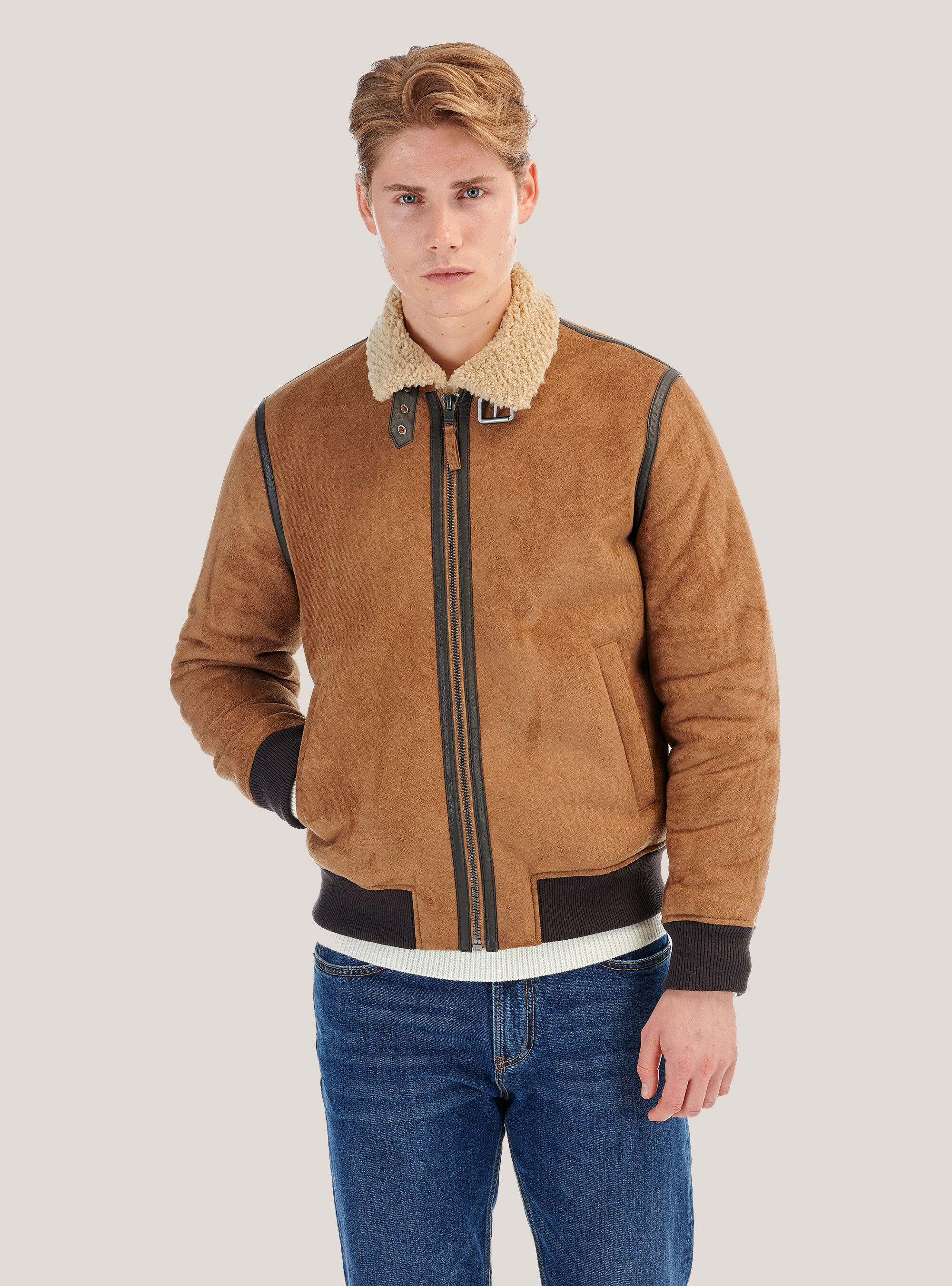 faux leather shearling jacket