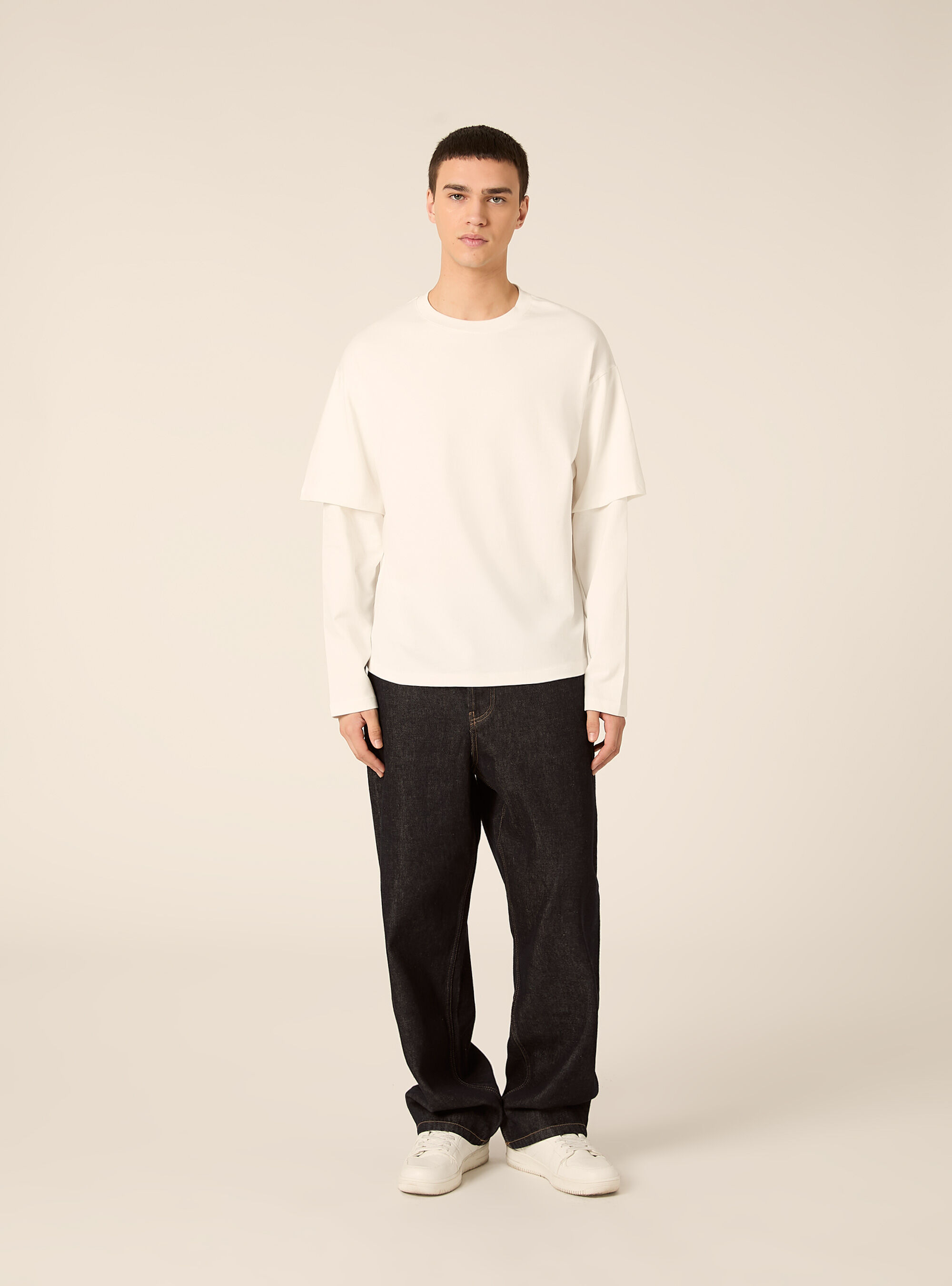 T-shirt manica lunga con dettaglio mezza manica