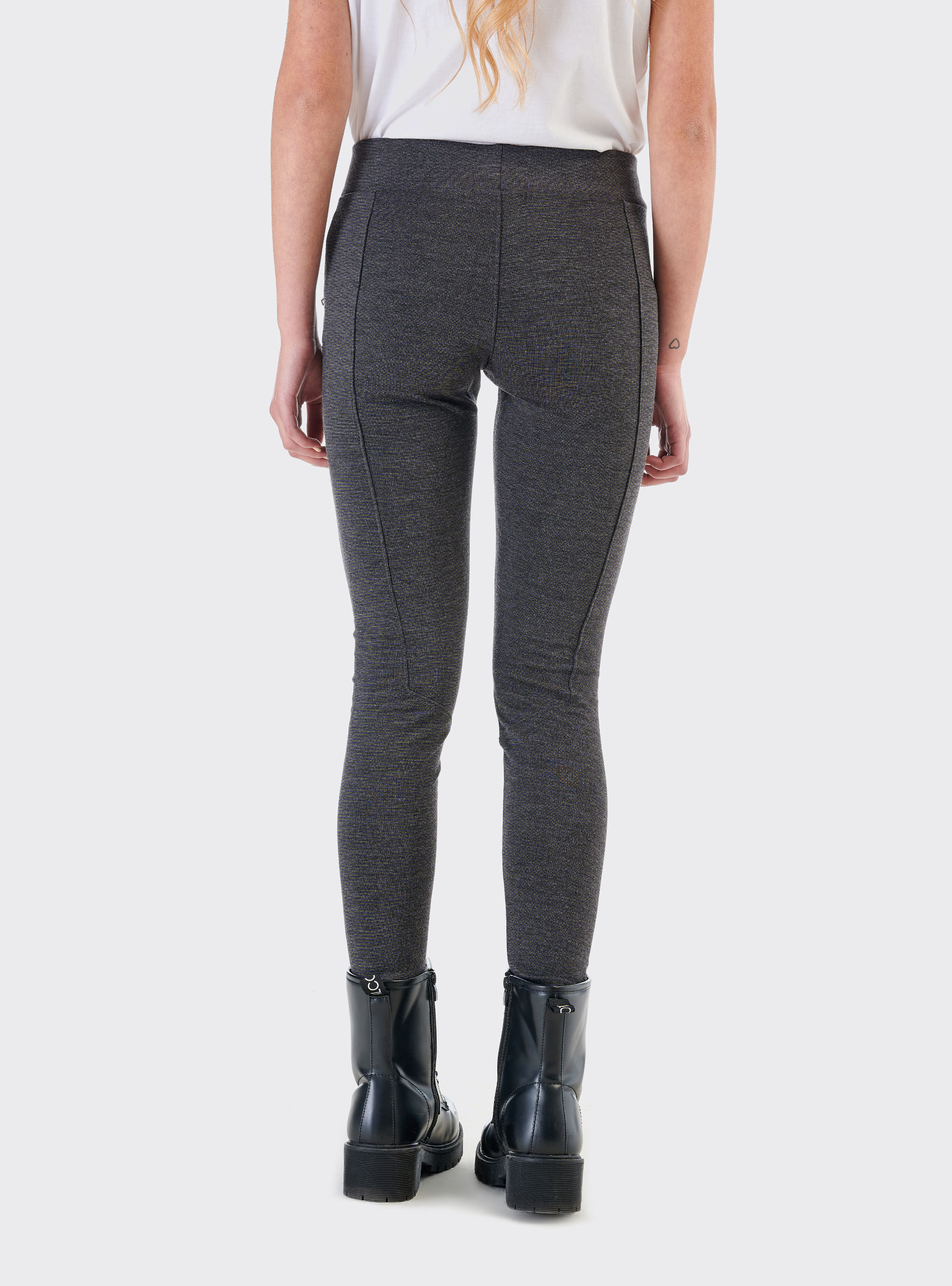 Legging con tasche e zip, GREY MELANGE
