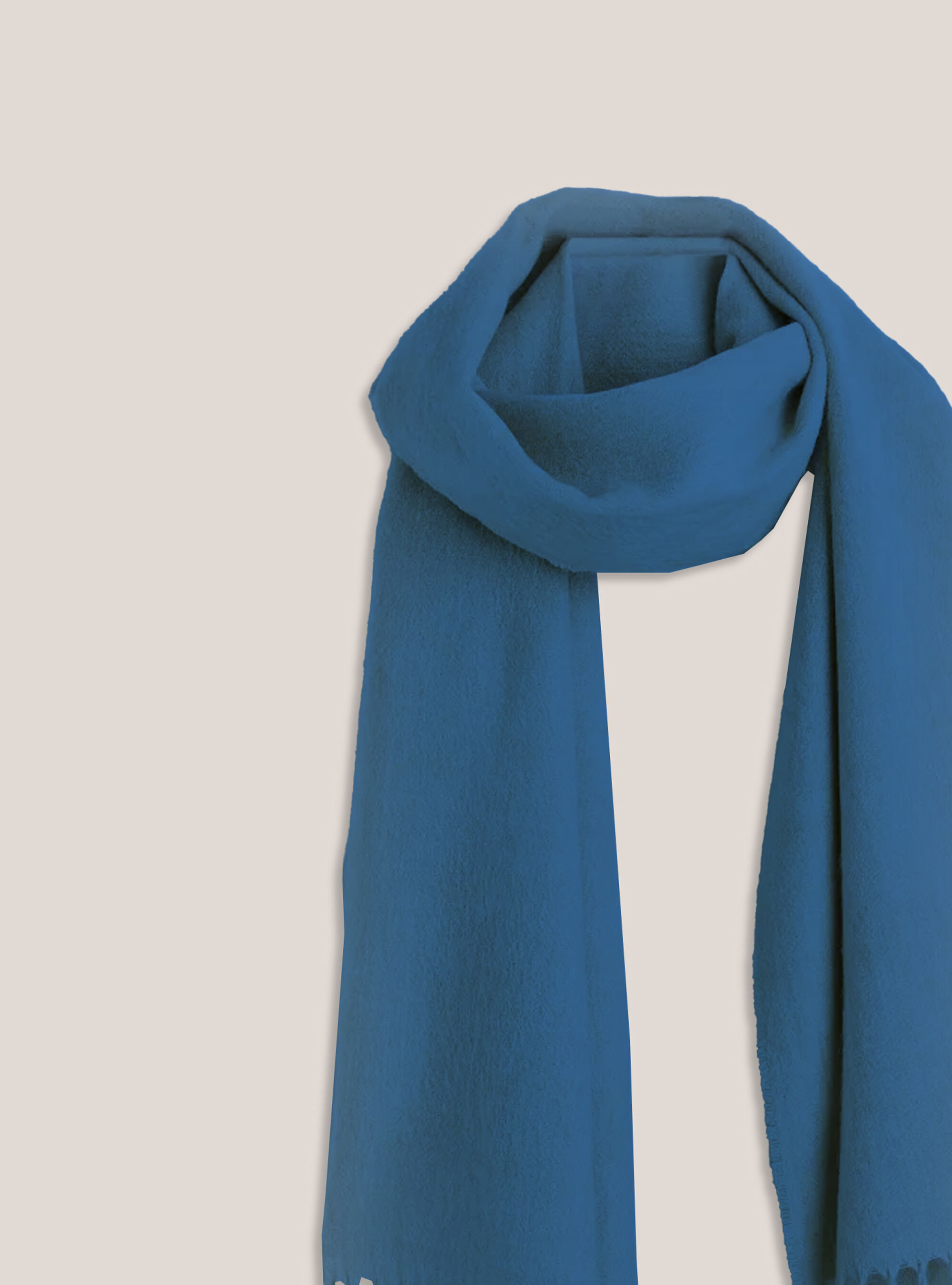 Solid-coloured scarf with fringes, OB2 BLUE OIL MED.