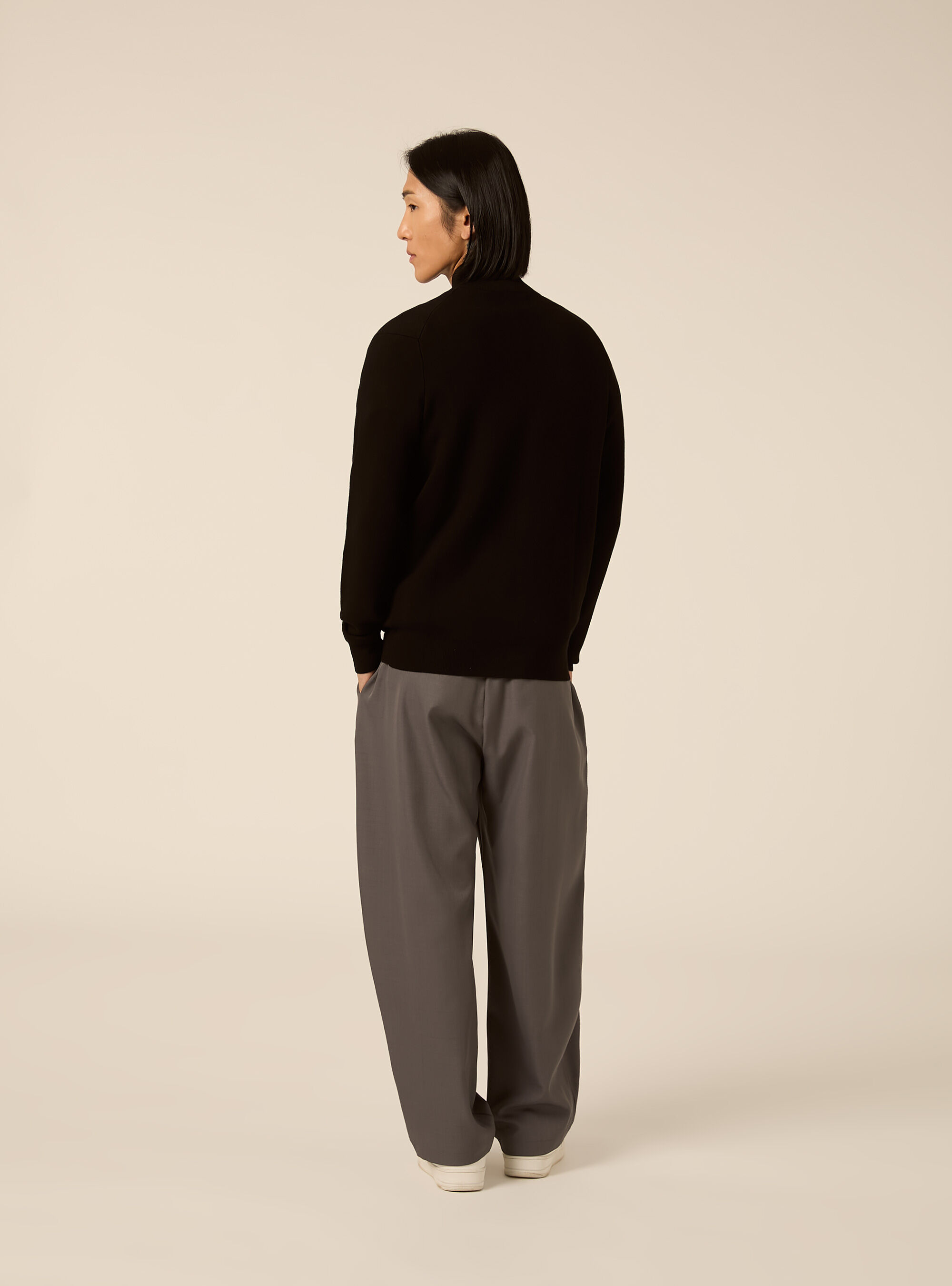 Cardigan in misto viscosa con tasconi, BK1 BLACK