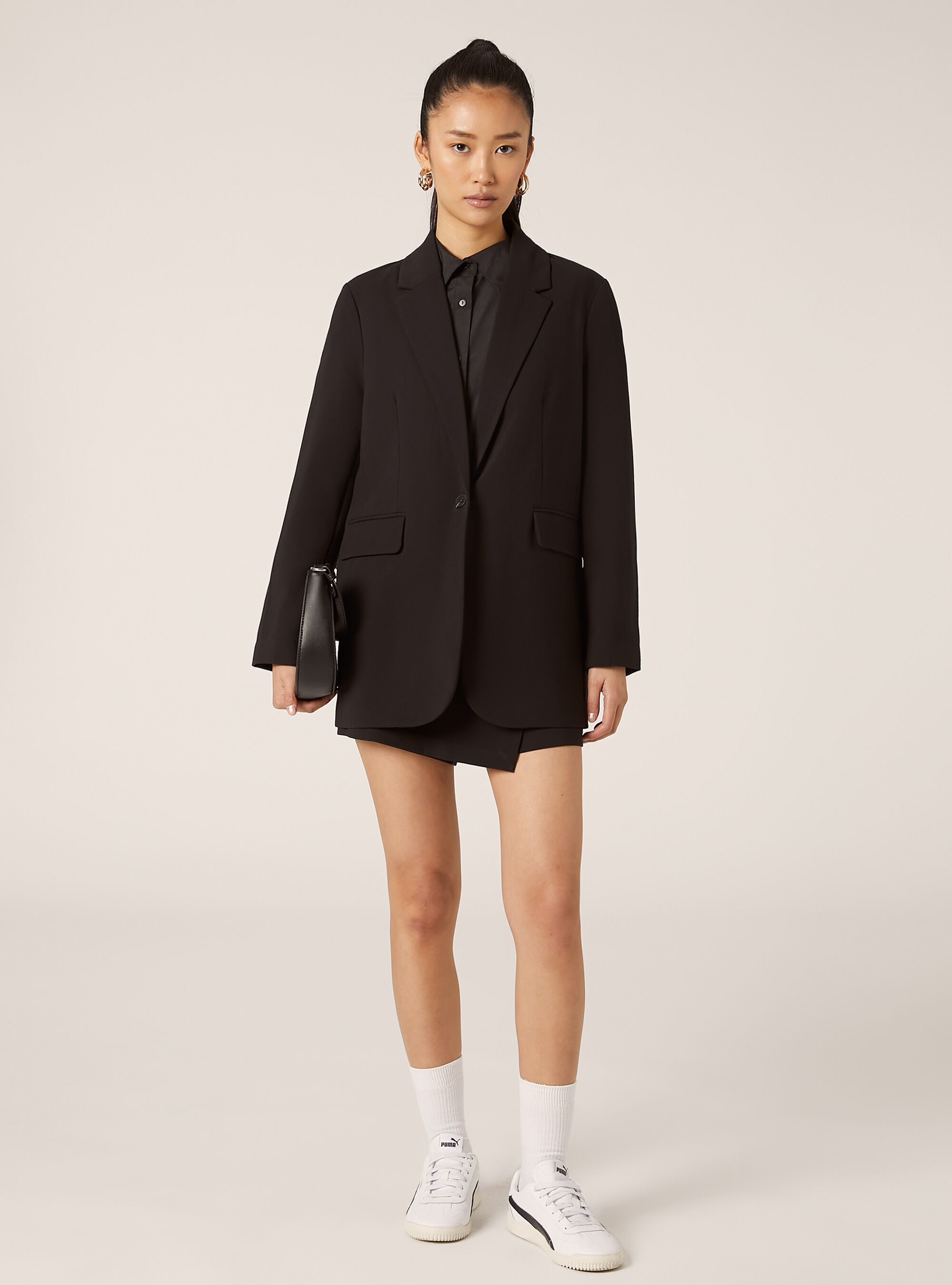 Americana regular fit de botonadura sencilla, BK1 BLACK