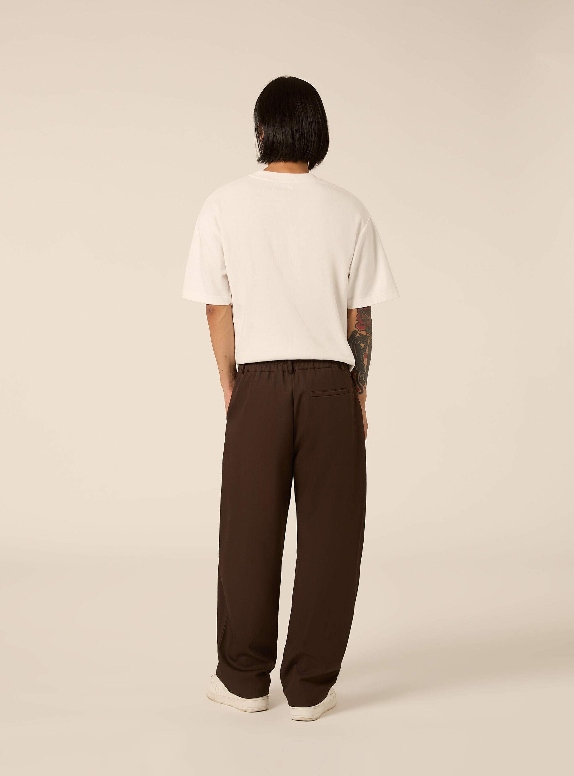 Pantaloni baggy con piega, BR1 BROWN DARK