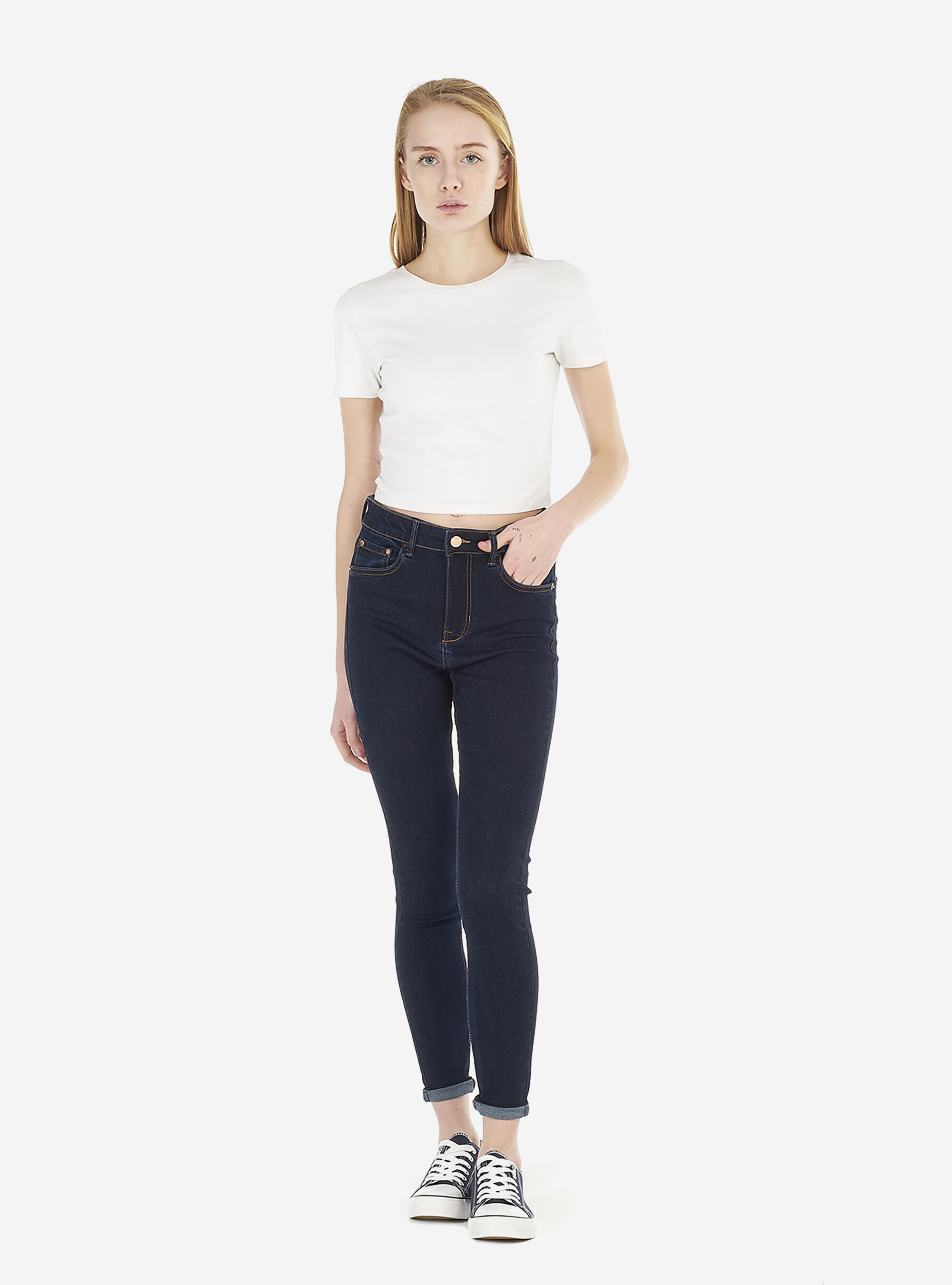 Denim skinny fit high rise, BLUE NAVY