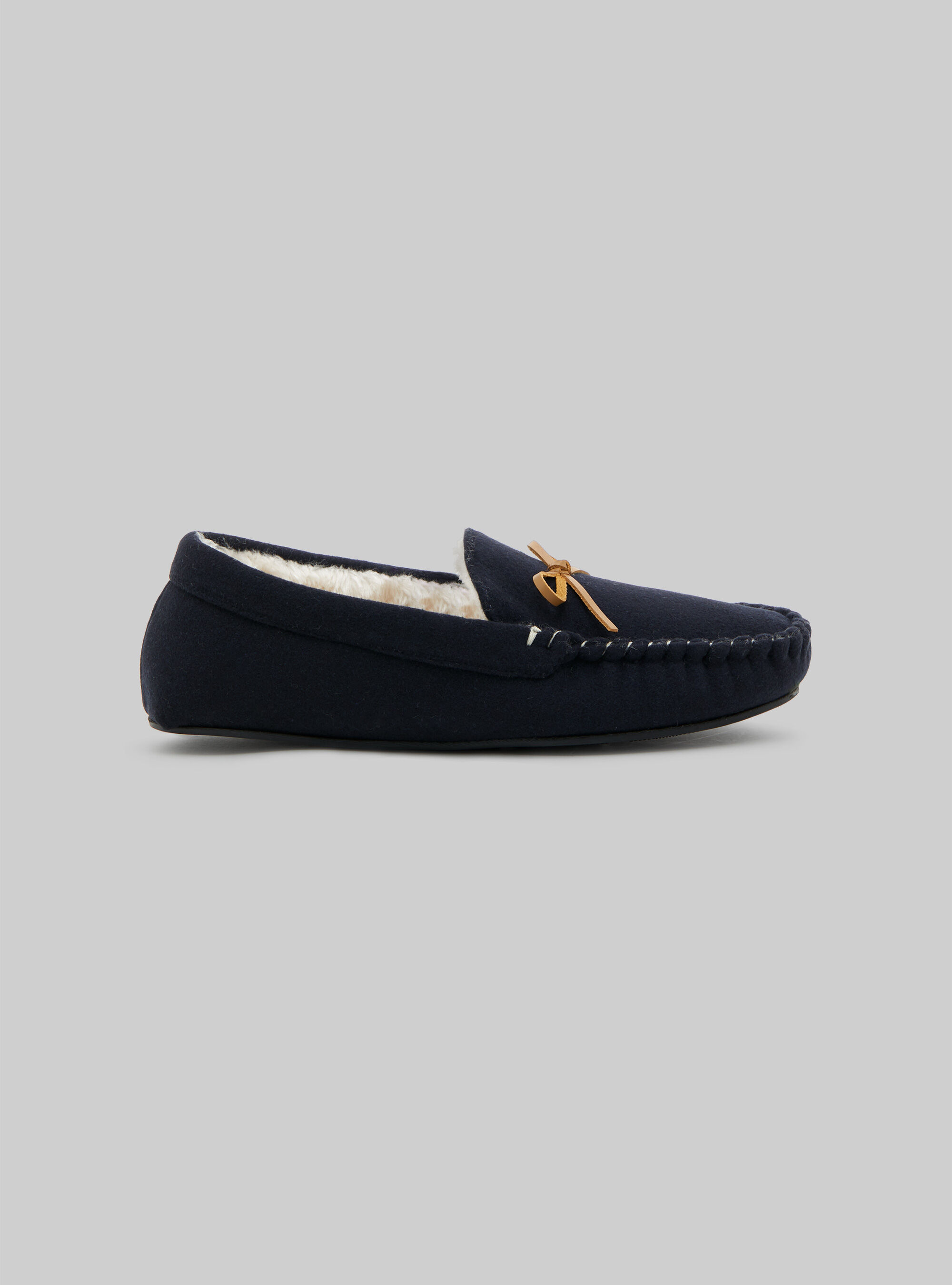 Moccasin-style slippers with faux fur lining, NA1 NAVY DARK