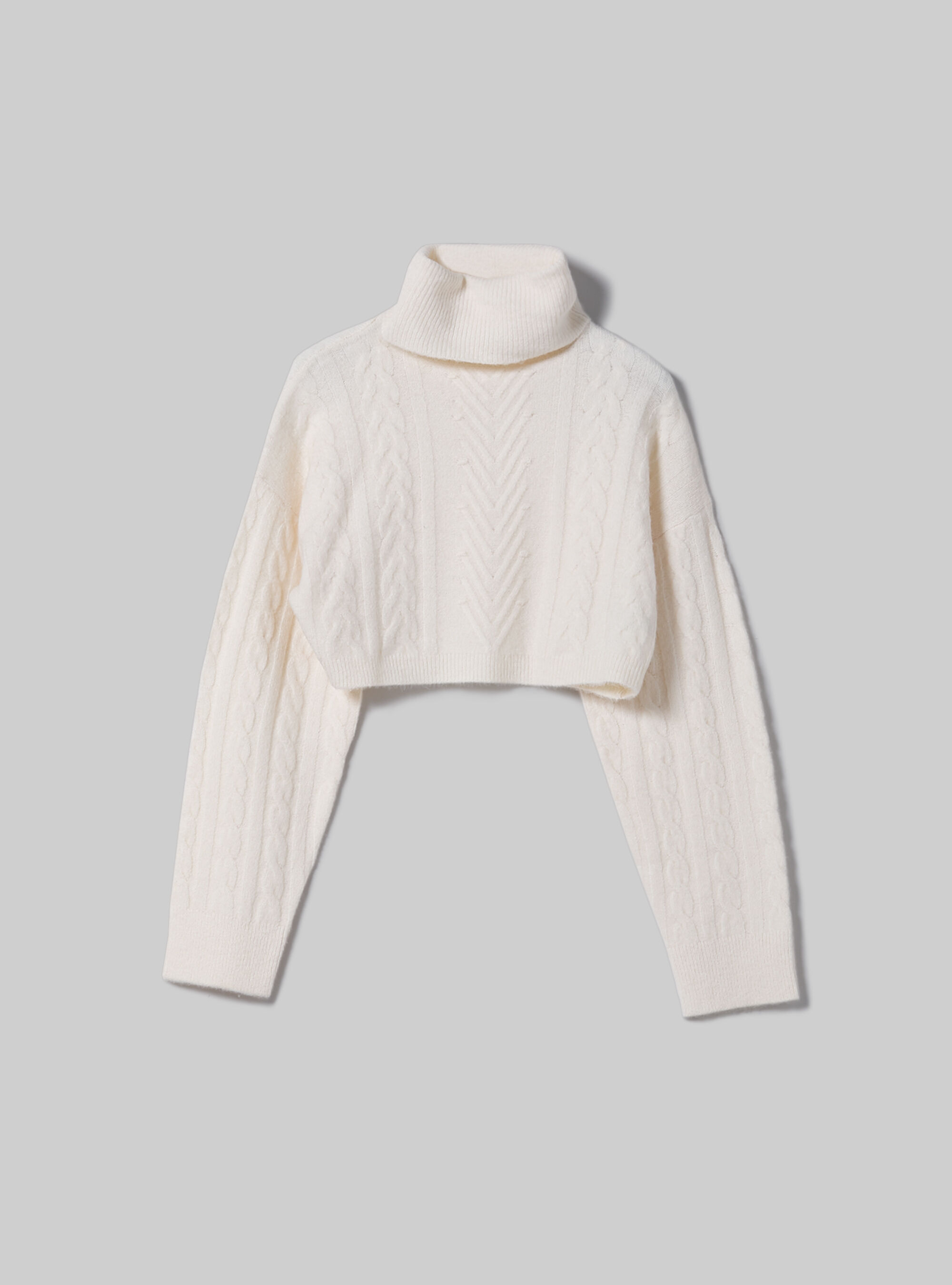 White crop turtleneck sweater sales