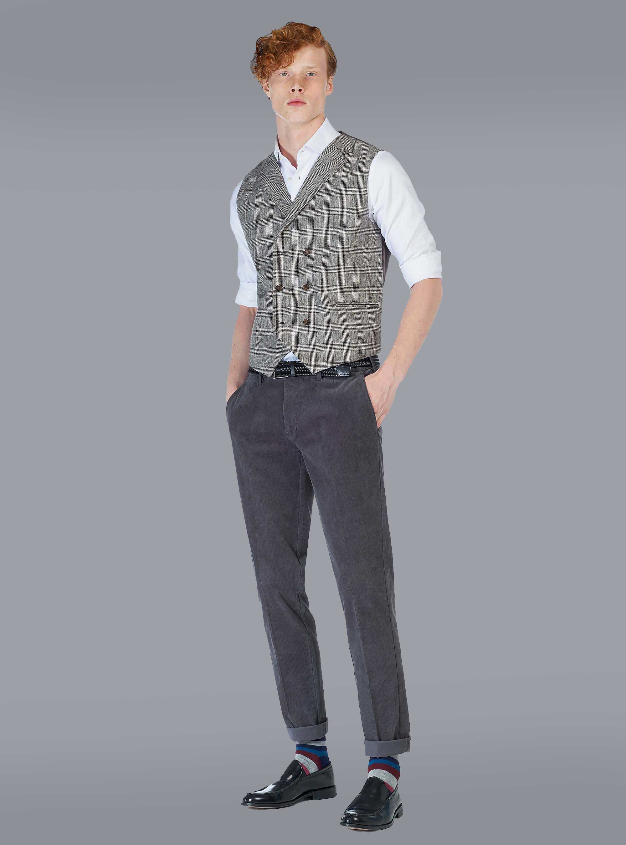 Gilet doppiopetto principe di Galles, MARRONE SCURO