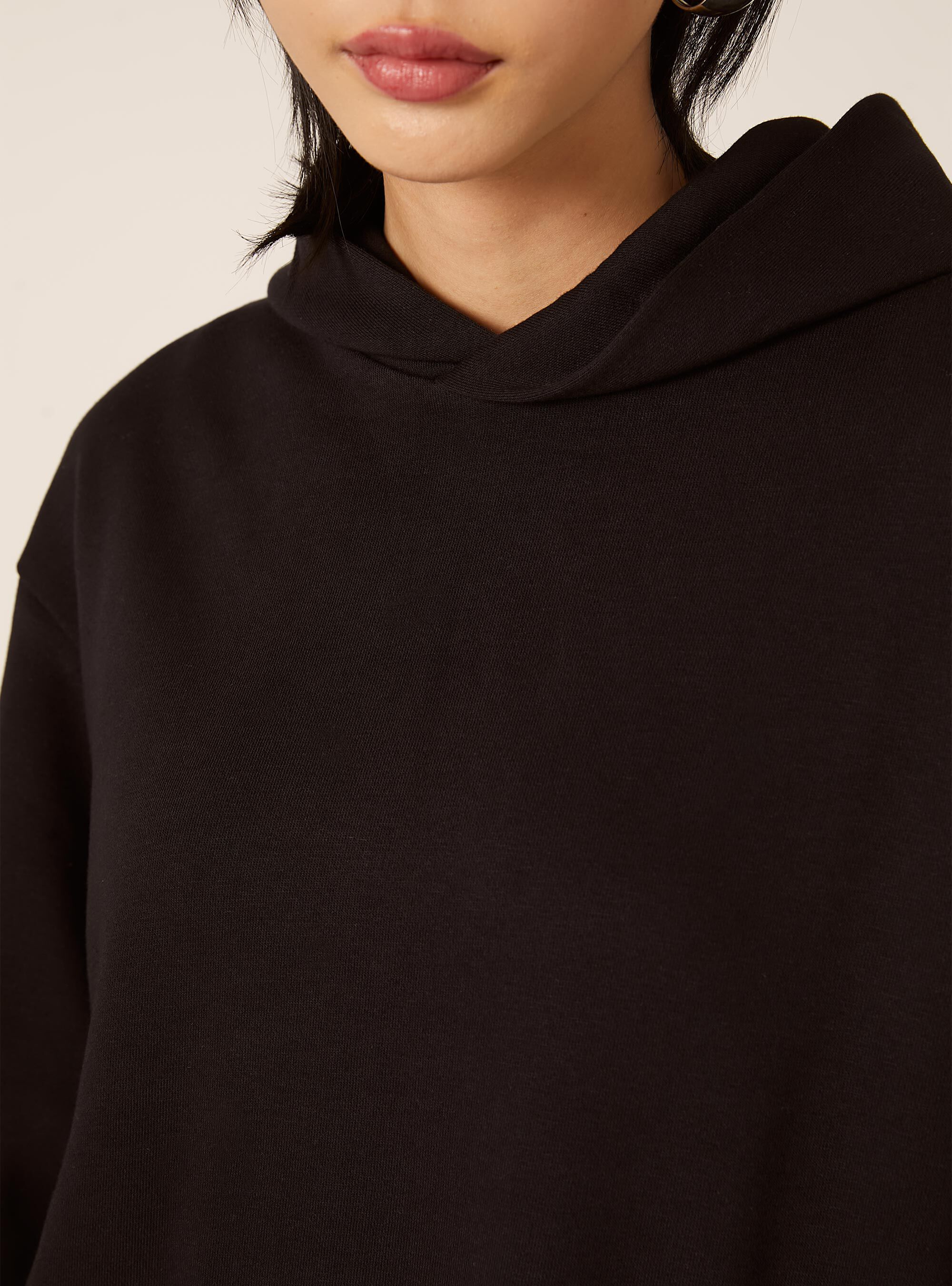 Felpa con cappuccio boxy, BK1 BLACK