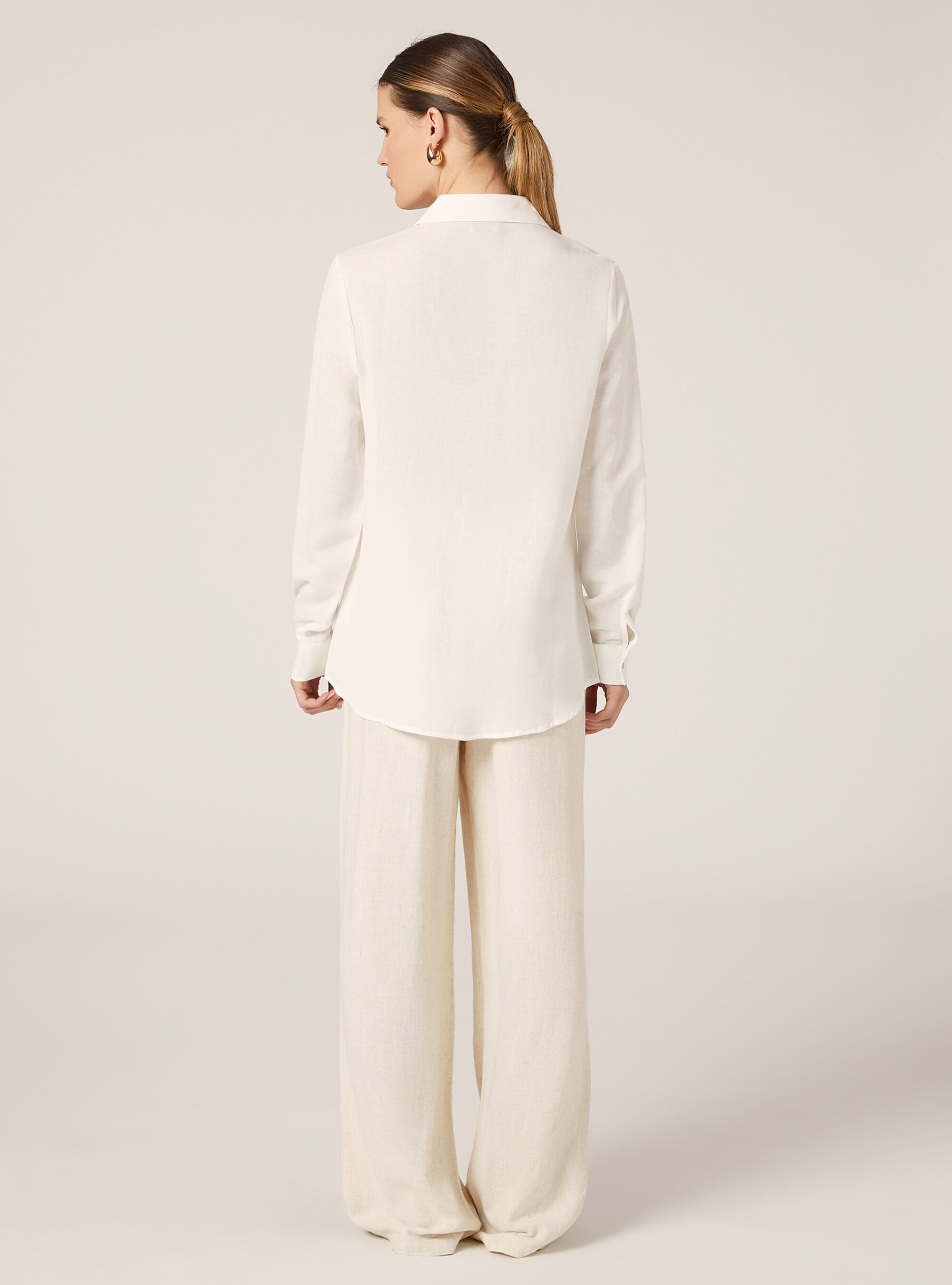 Blusa in misto lino, WH2 WHITE