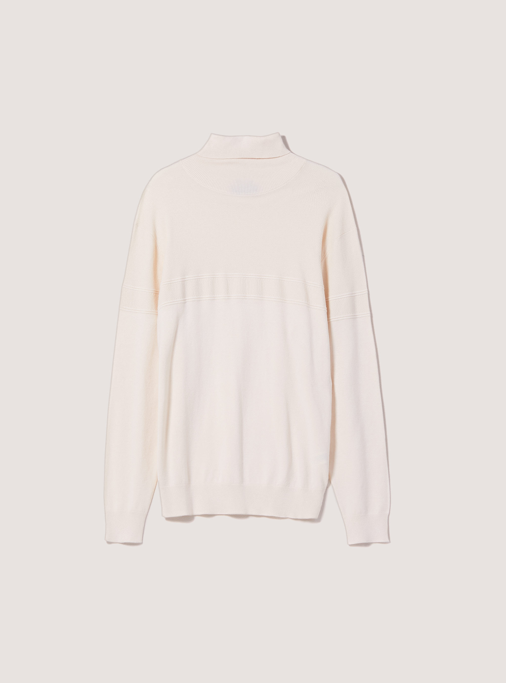 Fine turtleneck pullover with soft viscose texture, WH1 OFF WHITE