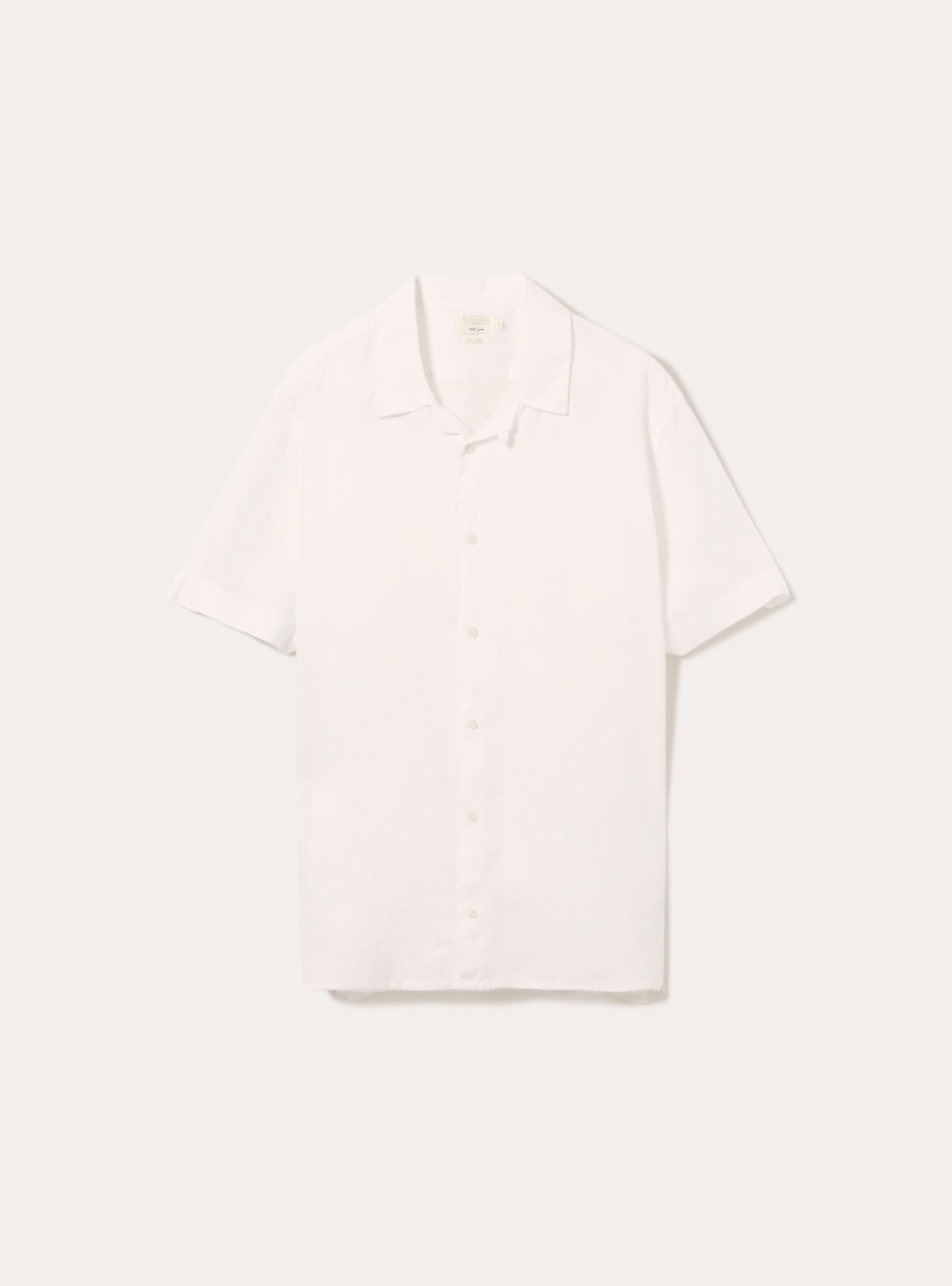 Pure linen short-sleeved shirt, WHITE