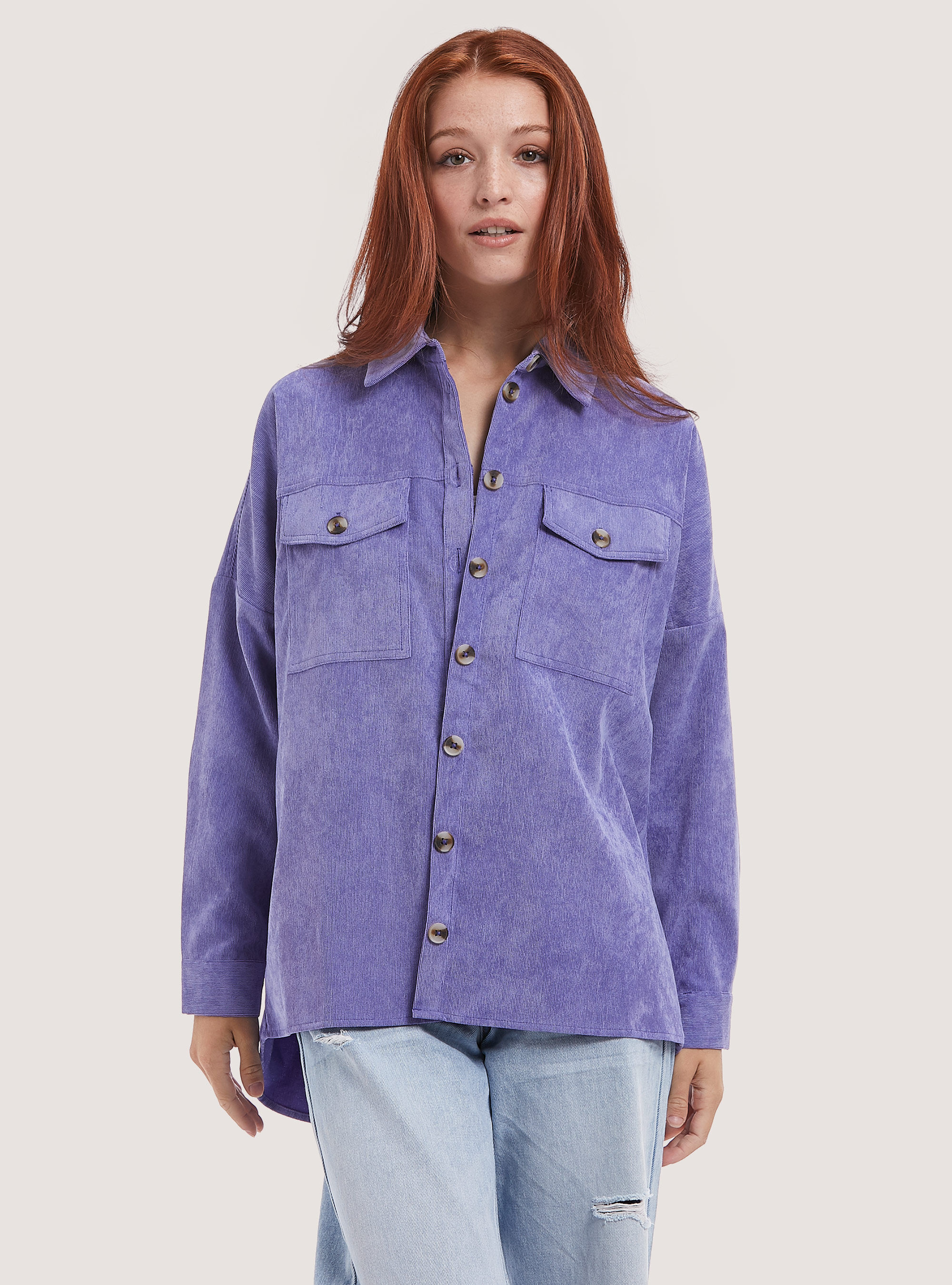 Giacca camicia in velluto a costine