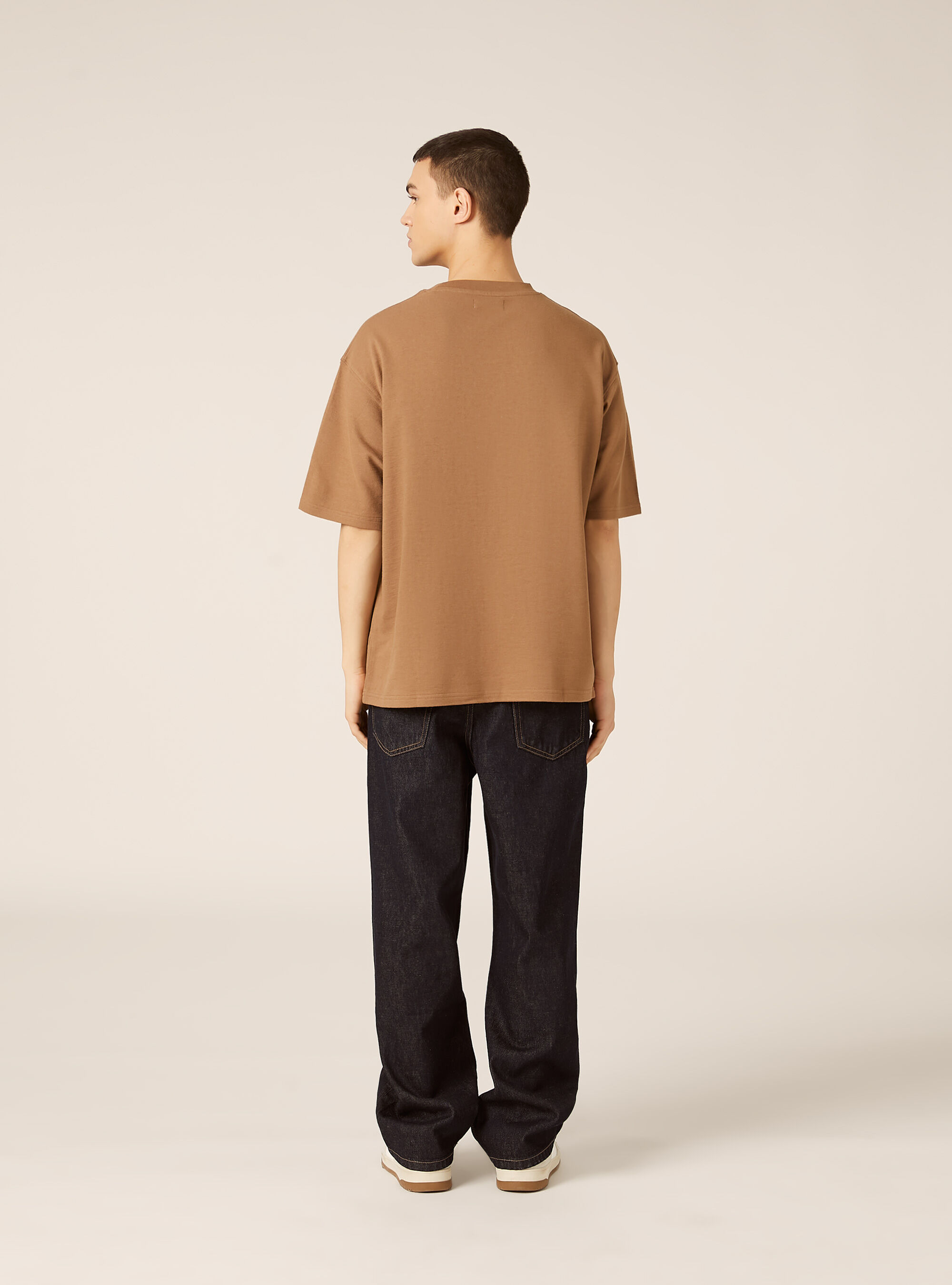 T-shirt in jersey texture fit boxy, BR2 BROWN MEDIUM