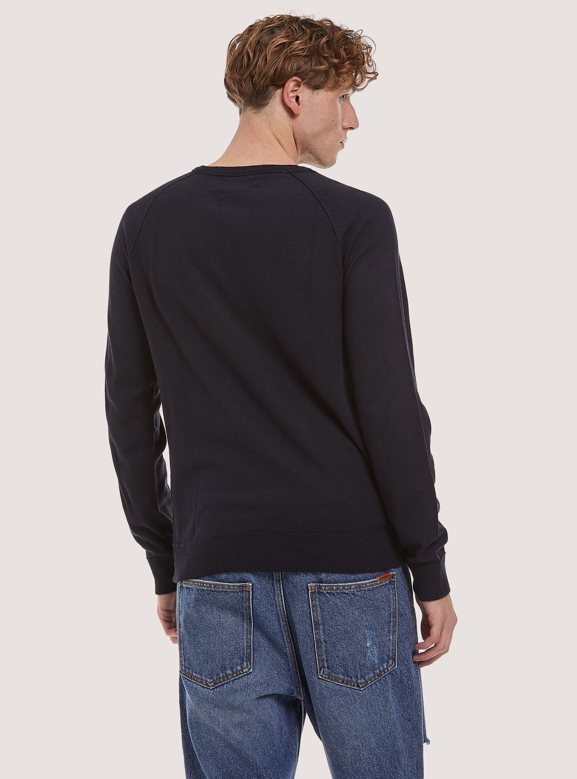 Pull &agrave; col ras du cou uni, NA1 NAVY DARK