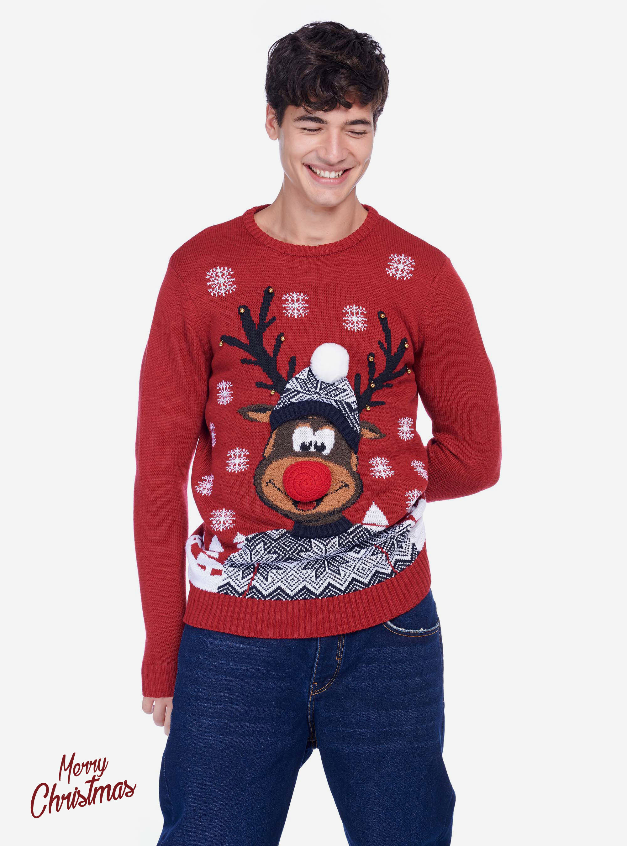 Pullover a girocollo con renna