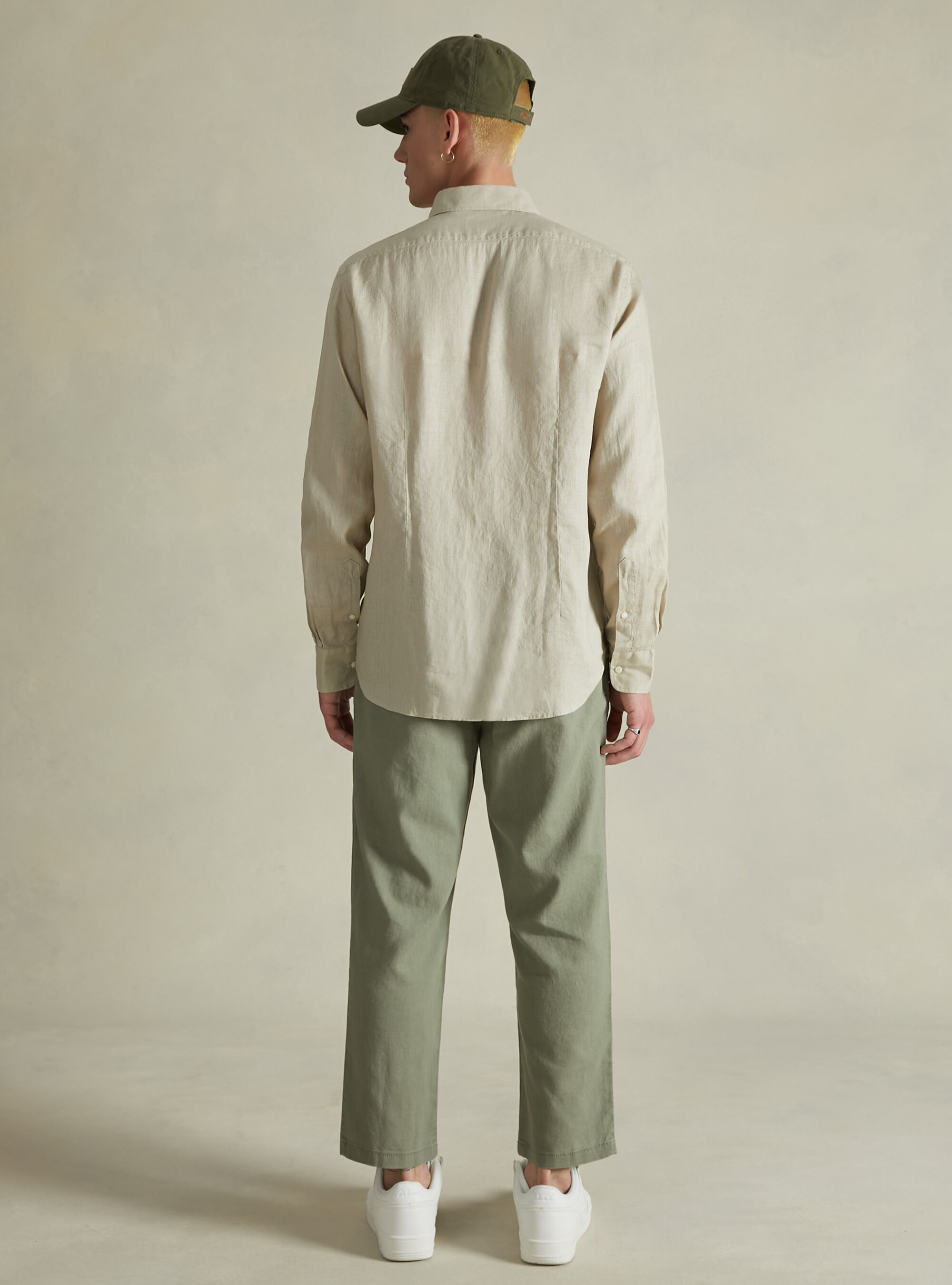 Long-sleeved pure linen shirt, BG2 BEIGE MEDIUM