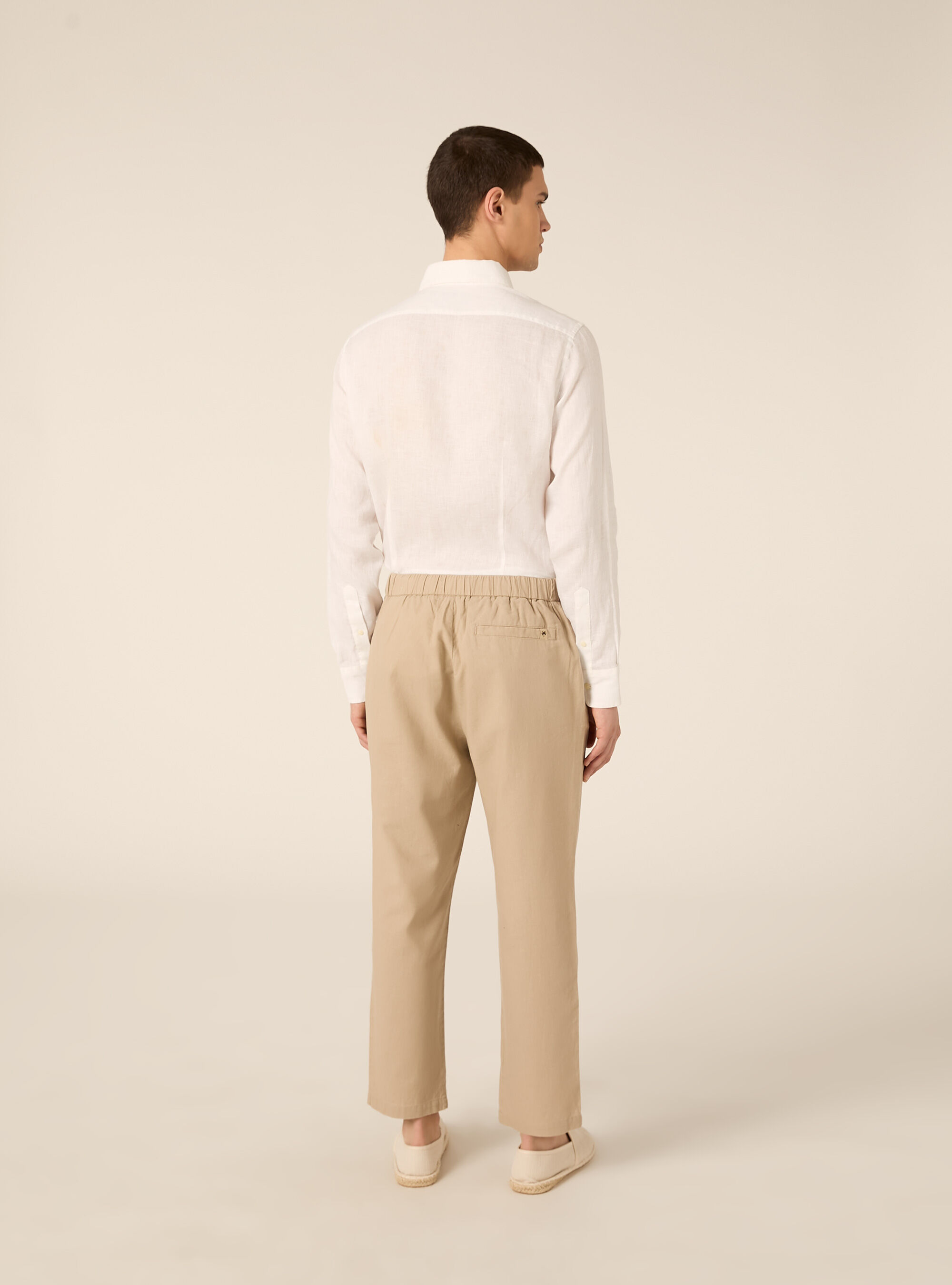 Pantaloni misto lino con coulisse, BG3 BEIGE LIGHT
