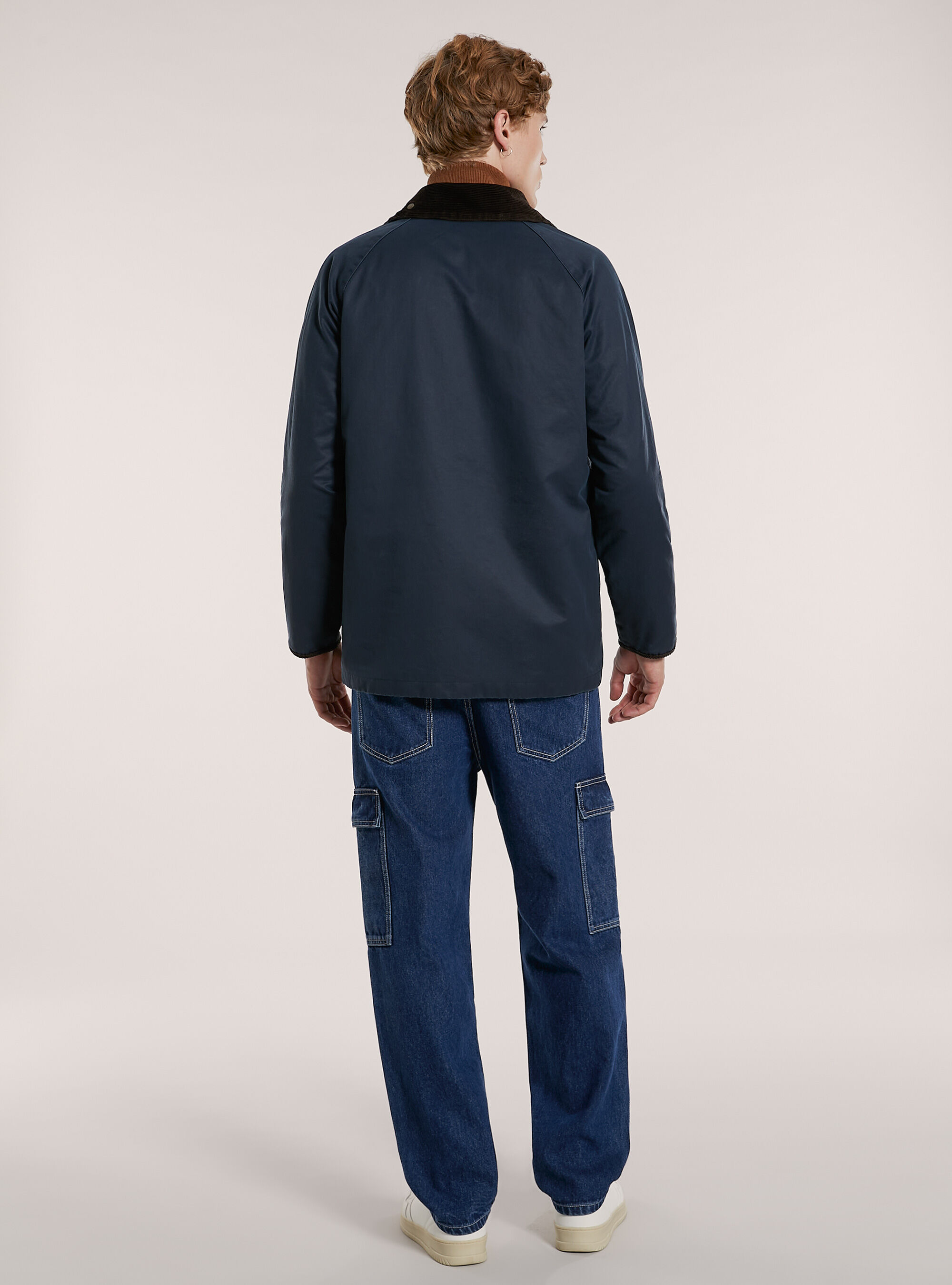 Wachsjacke aus Baumwolle mit Samtkragen, NA1 NAVY DARK