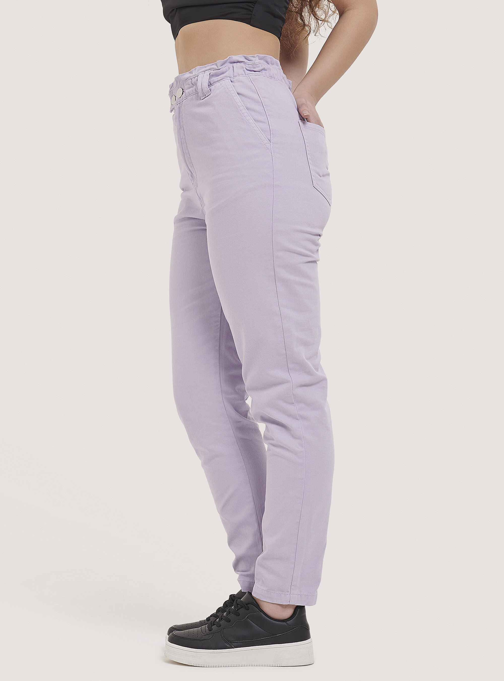 Pantalon baggy en coton, C3023 LILLAC