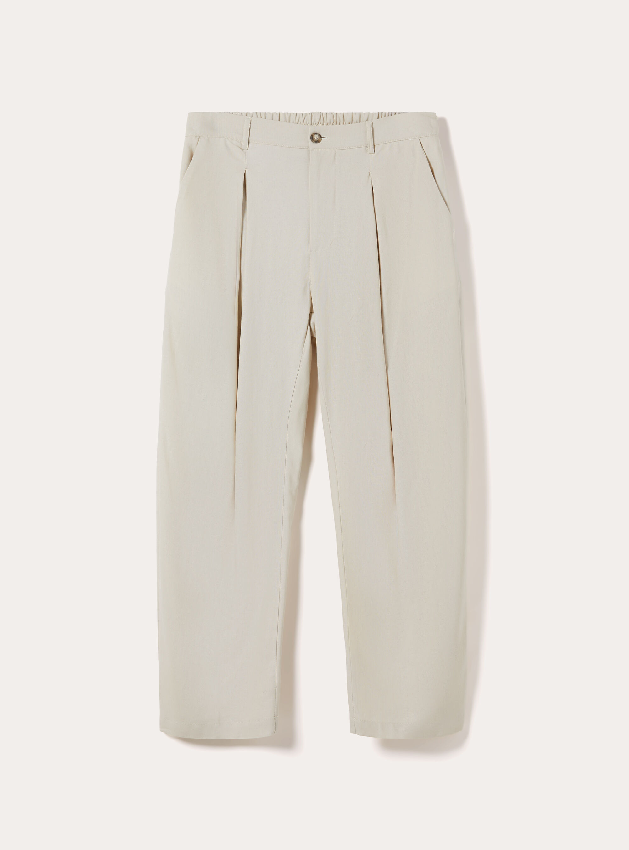 Pantaloni una pince in misto lino, BG2 BEIGE MEDIUM
