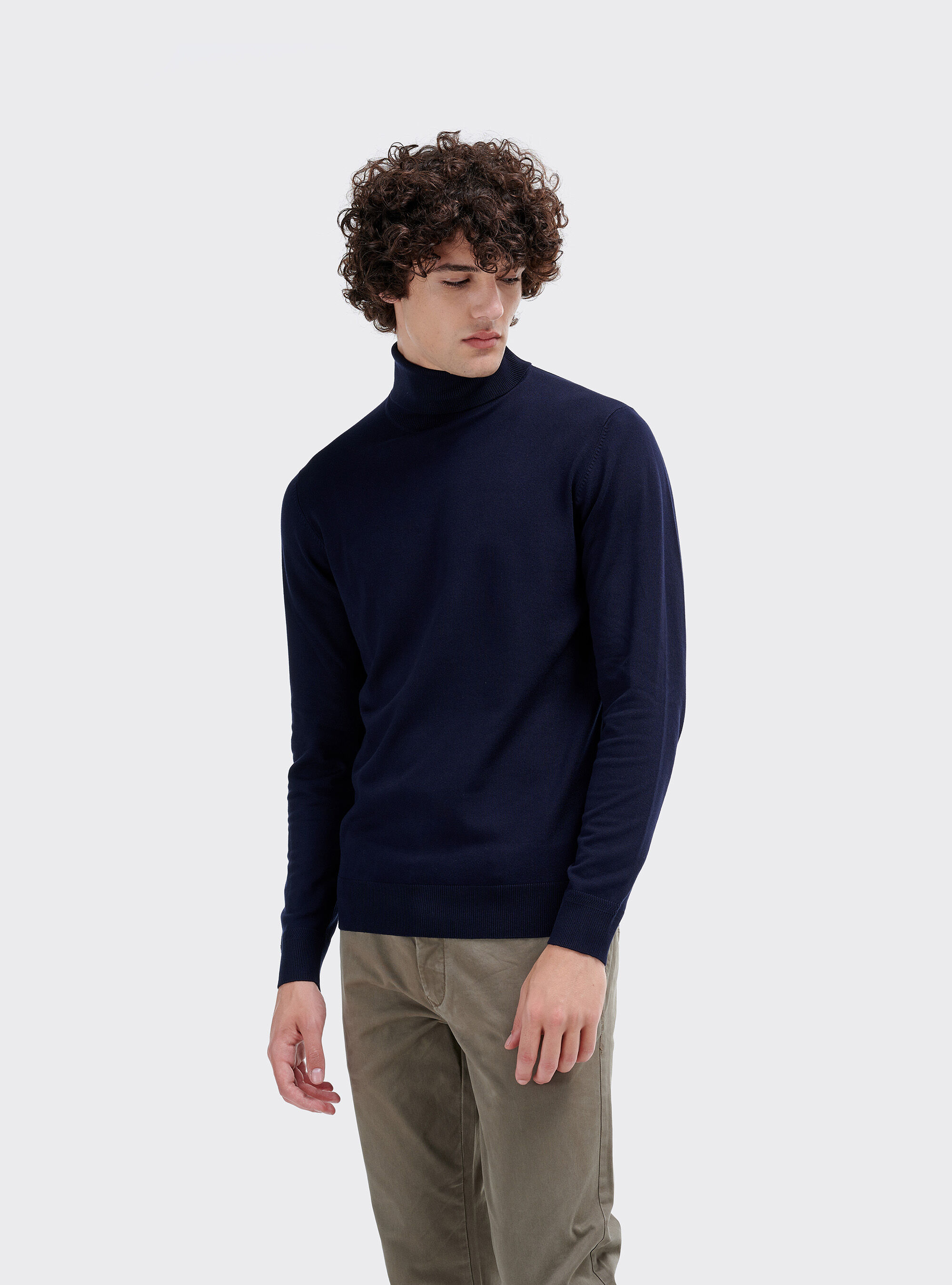 Pullover Basic col roul&eacute;, C210 BLUE NAVY