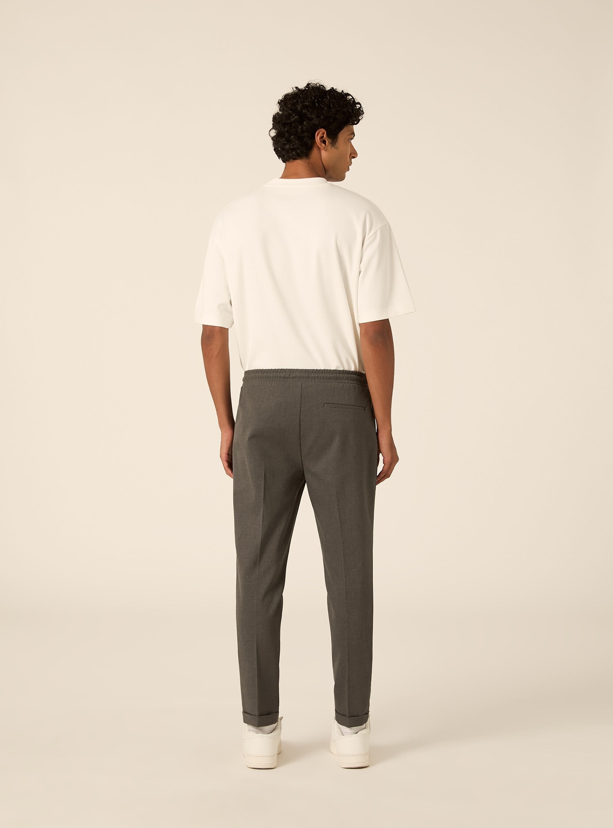 Pantalone jogger in twill, MGY1 GREY MEL DARK