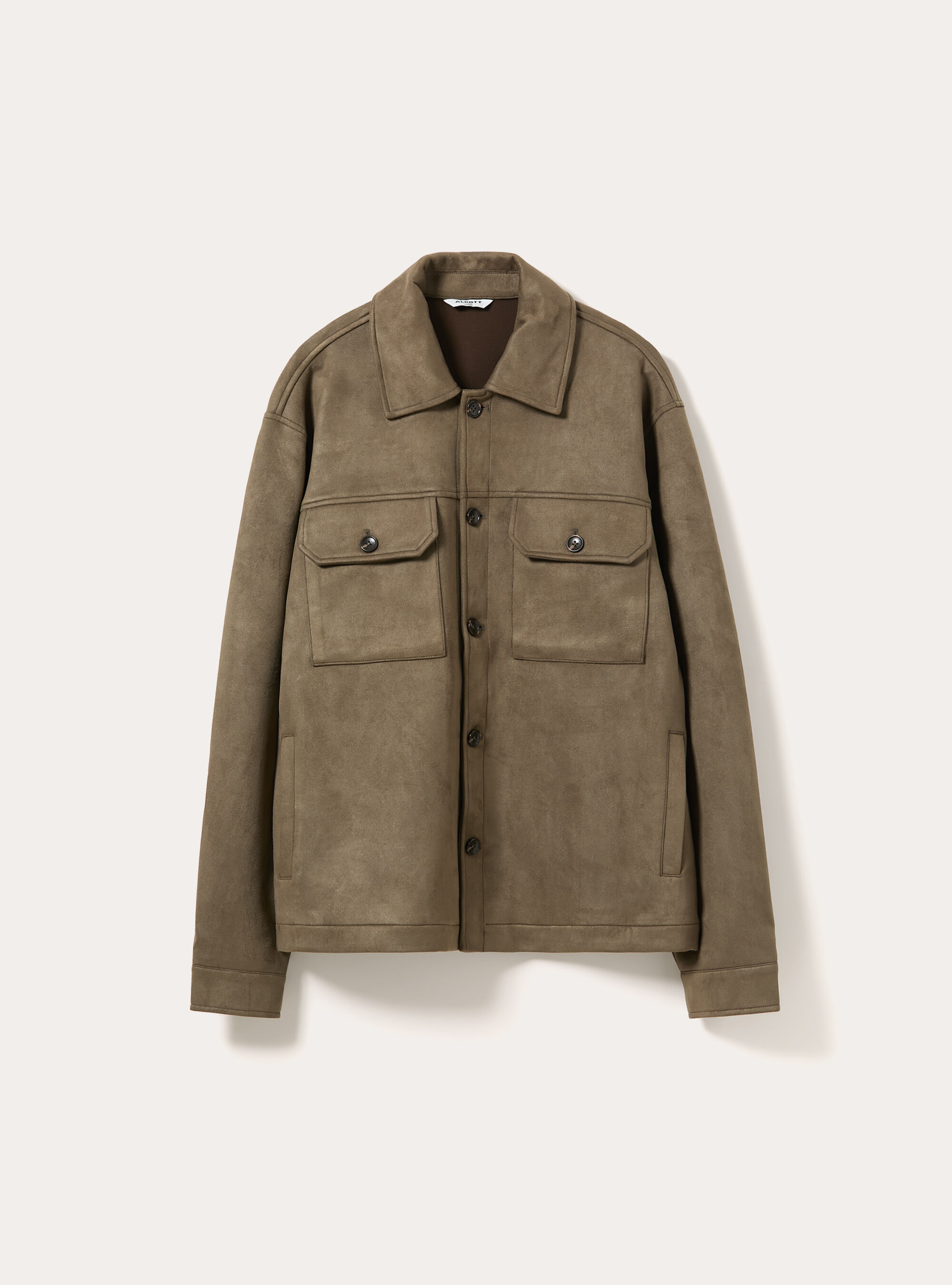 Suede-effect overshirt with patch pockets, KY2 KAKY MEDIUM