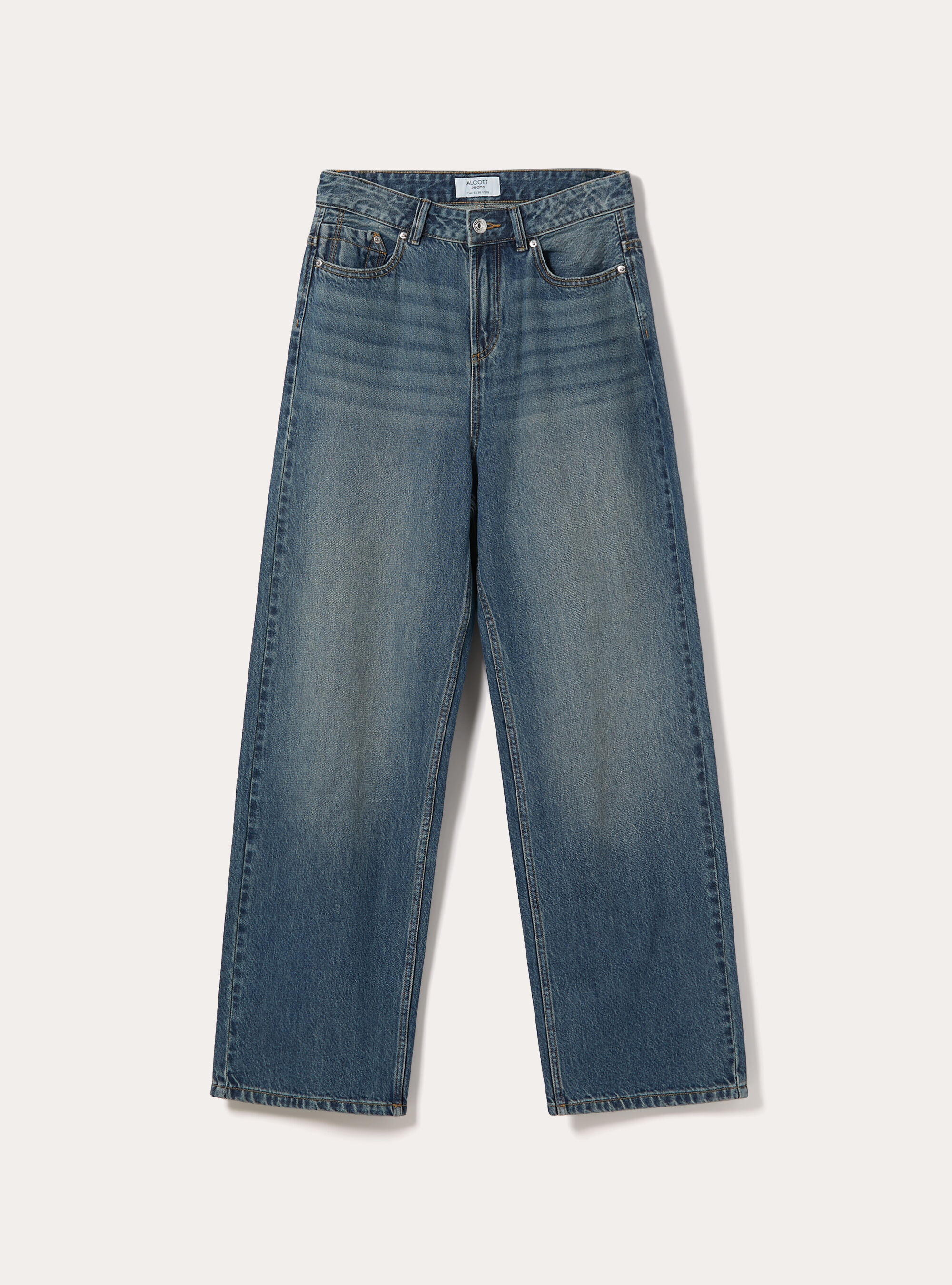 Jeans low wide, D004 MEDIUM LIGHT BLUE