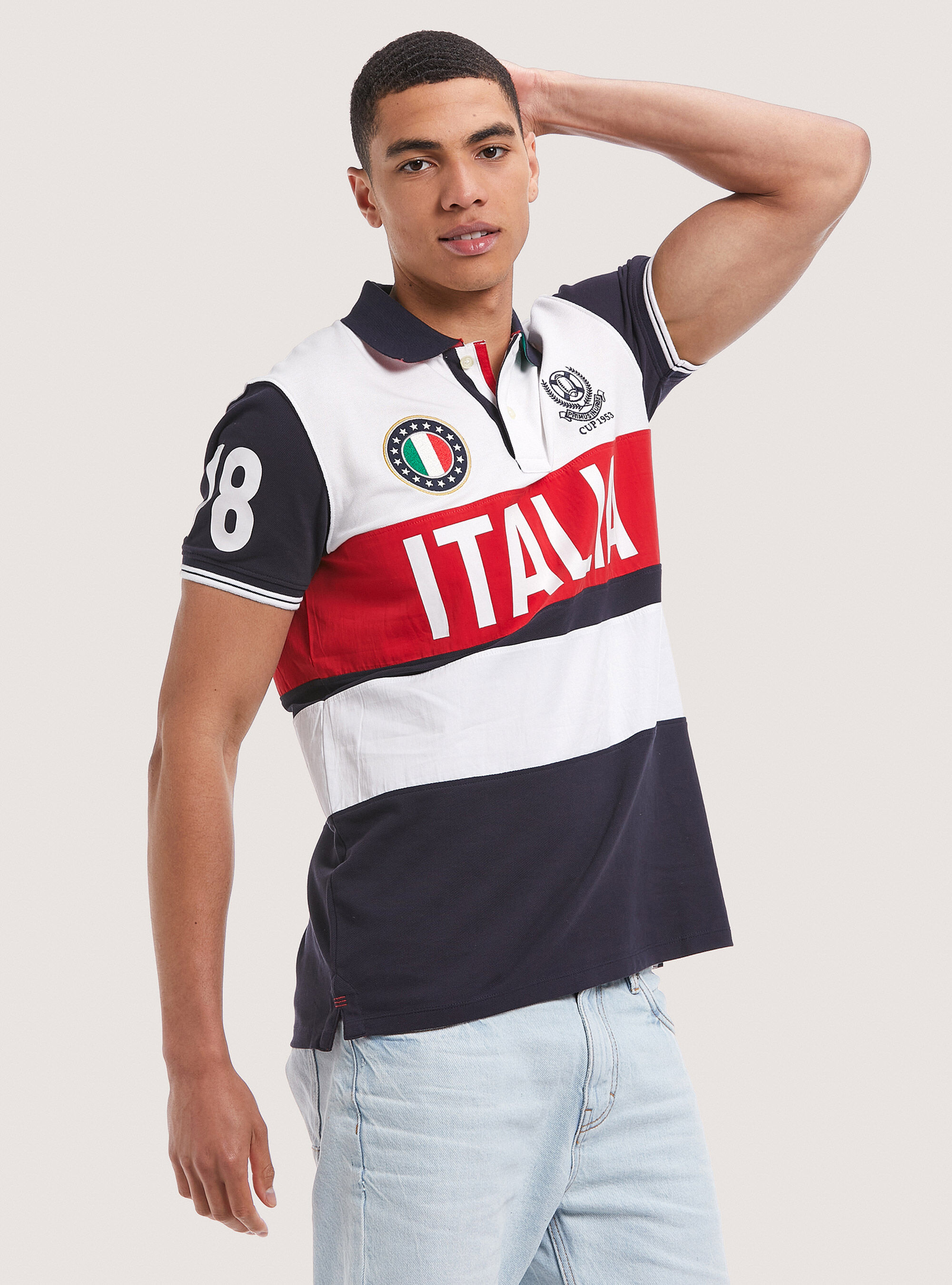 Polo uomo con stampa logo Emporio Armani