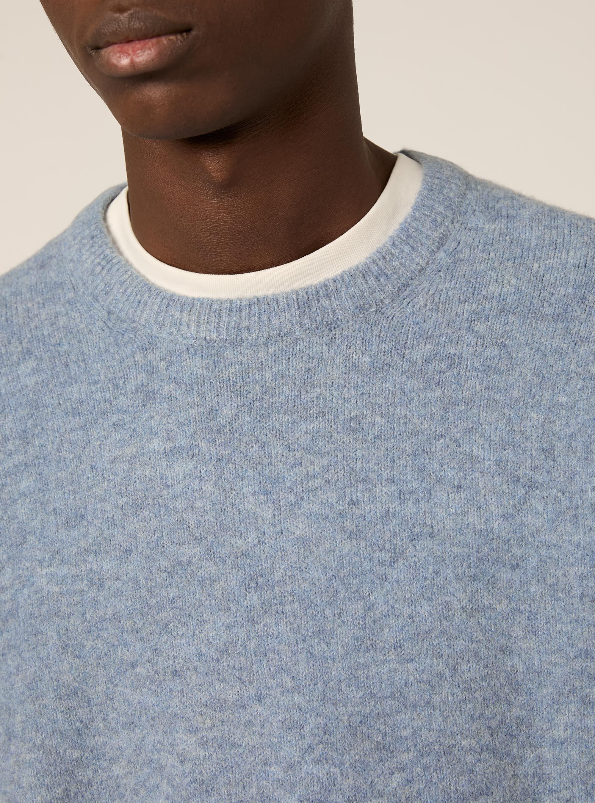 Pullover morbido girocollo, MAZ2 AZURE MEL MEDIUM