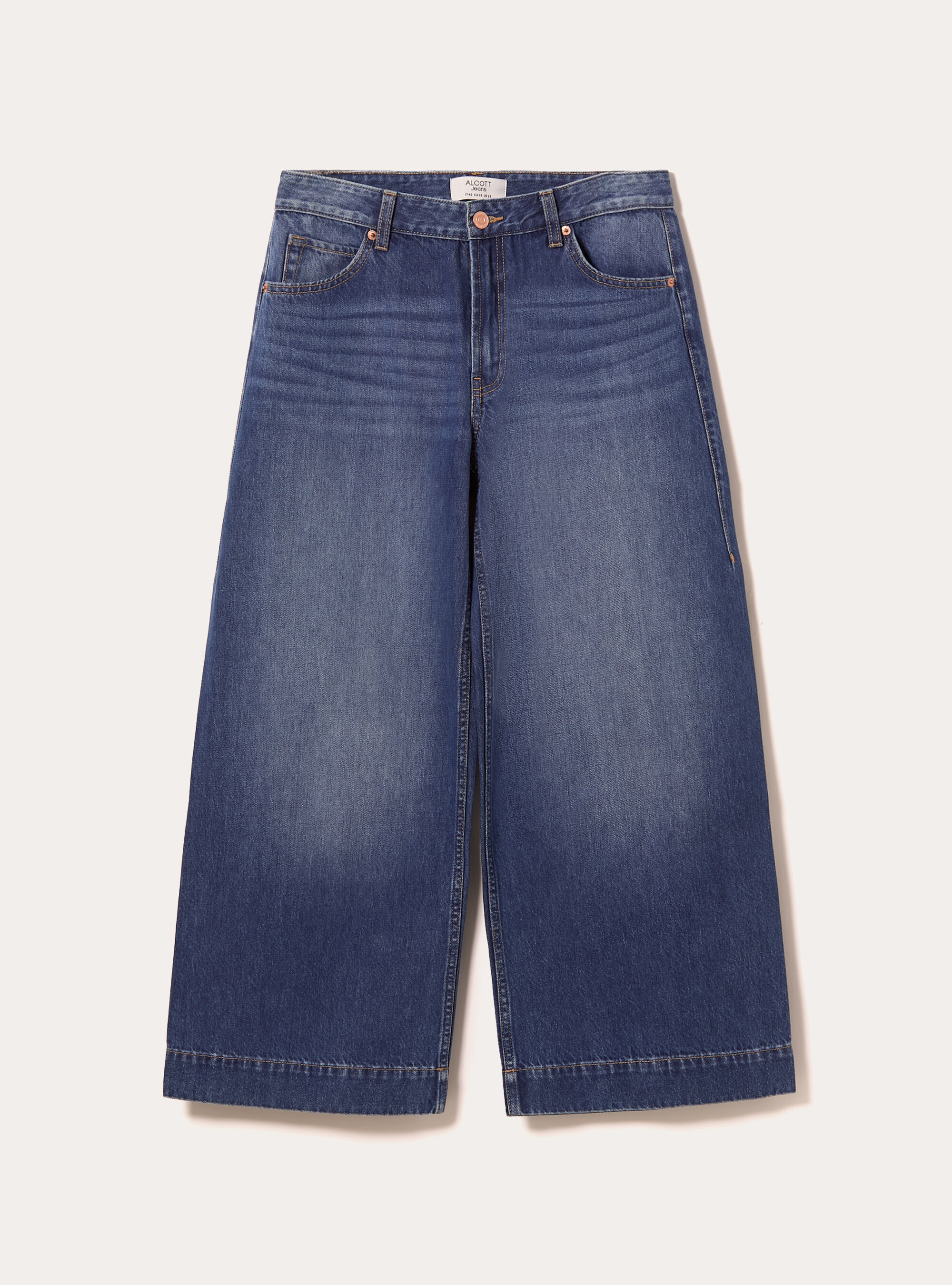 Jean crois&eacute; &agrave; jambe large de couleur, D003 MEDIUM BLUE