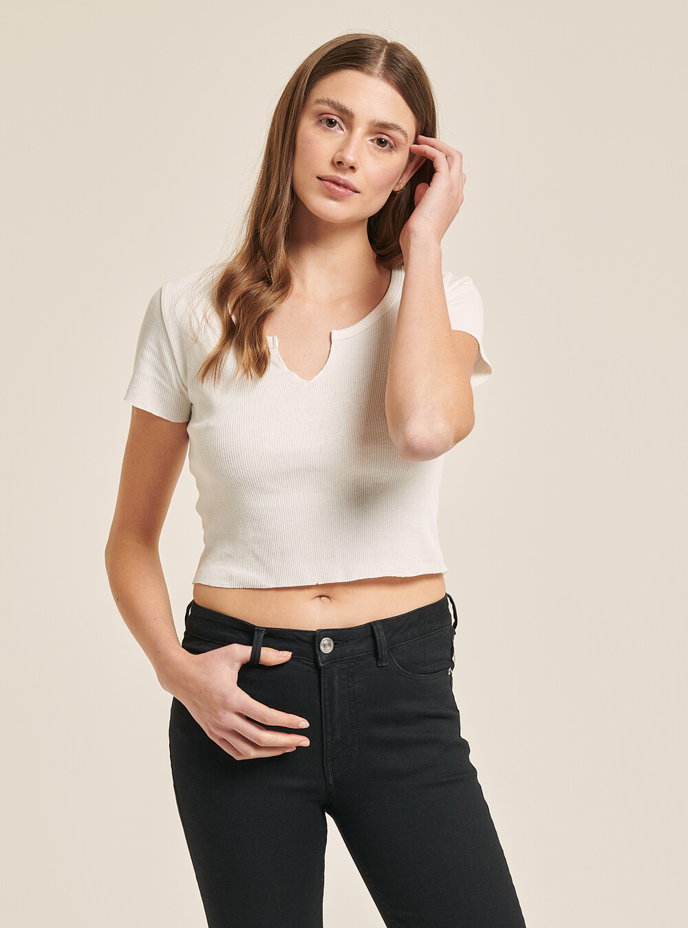 Damen Langarm T-Shirt Cropped - Aus Viskose, Stretchig, In Größen 8-14