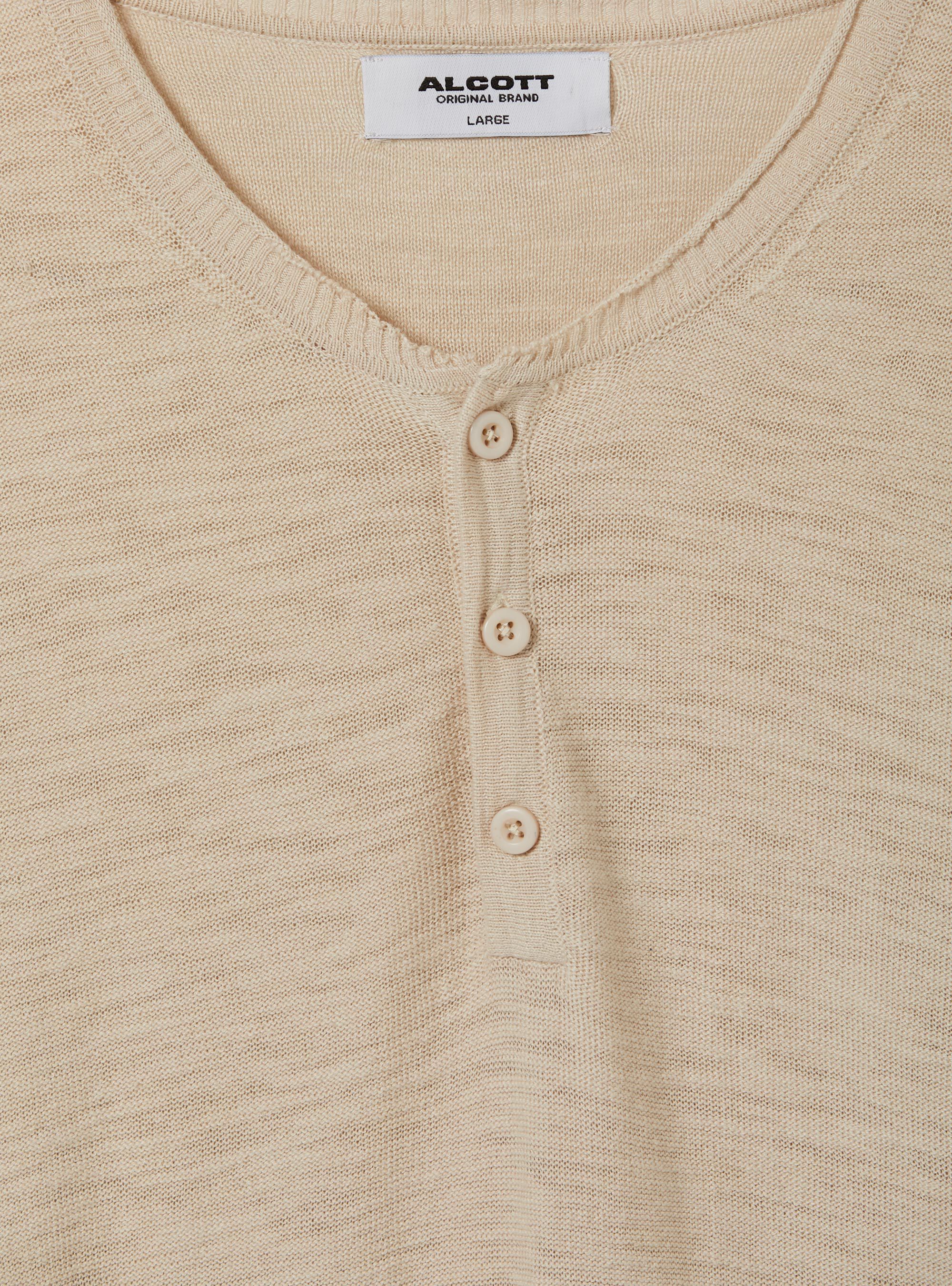 Short-sleeved serafino pullover, BG2 BEIGE MEDIUM