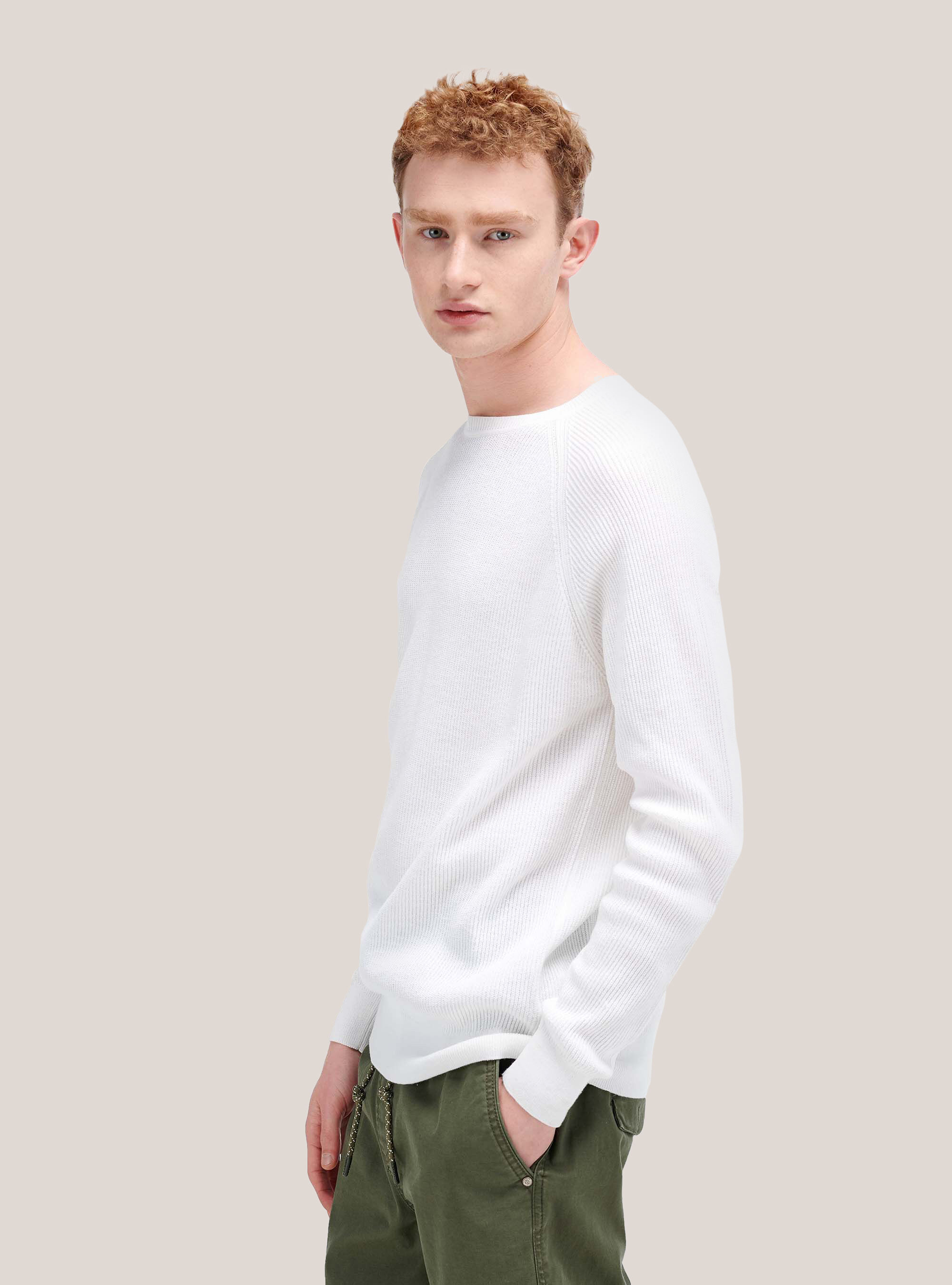 Ribbed pullover, WHITE