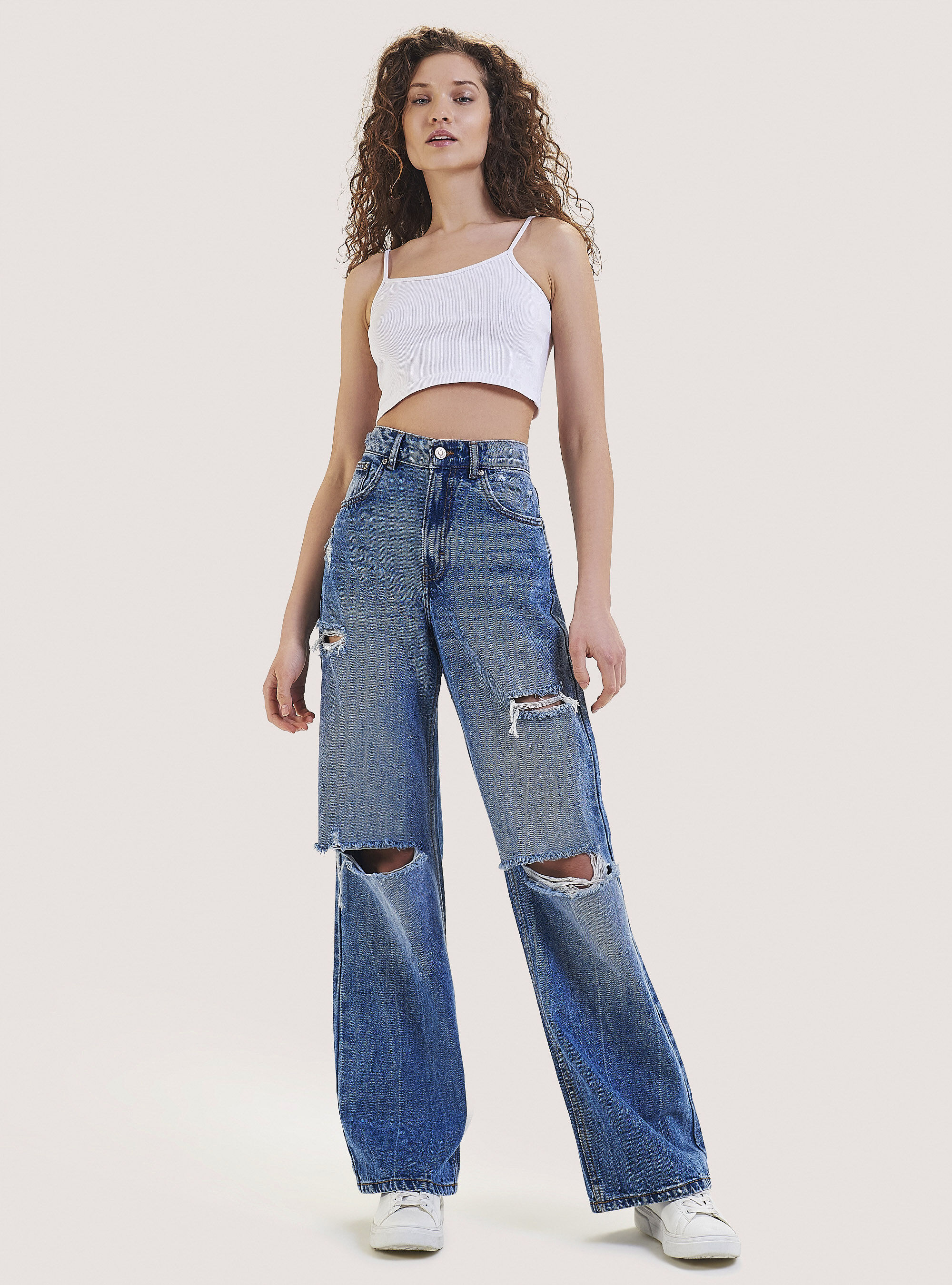 Cotton Wide Leg Jeans | Alcott 
