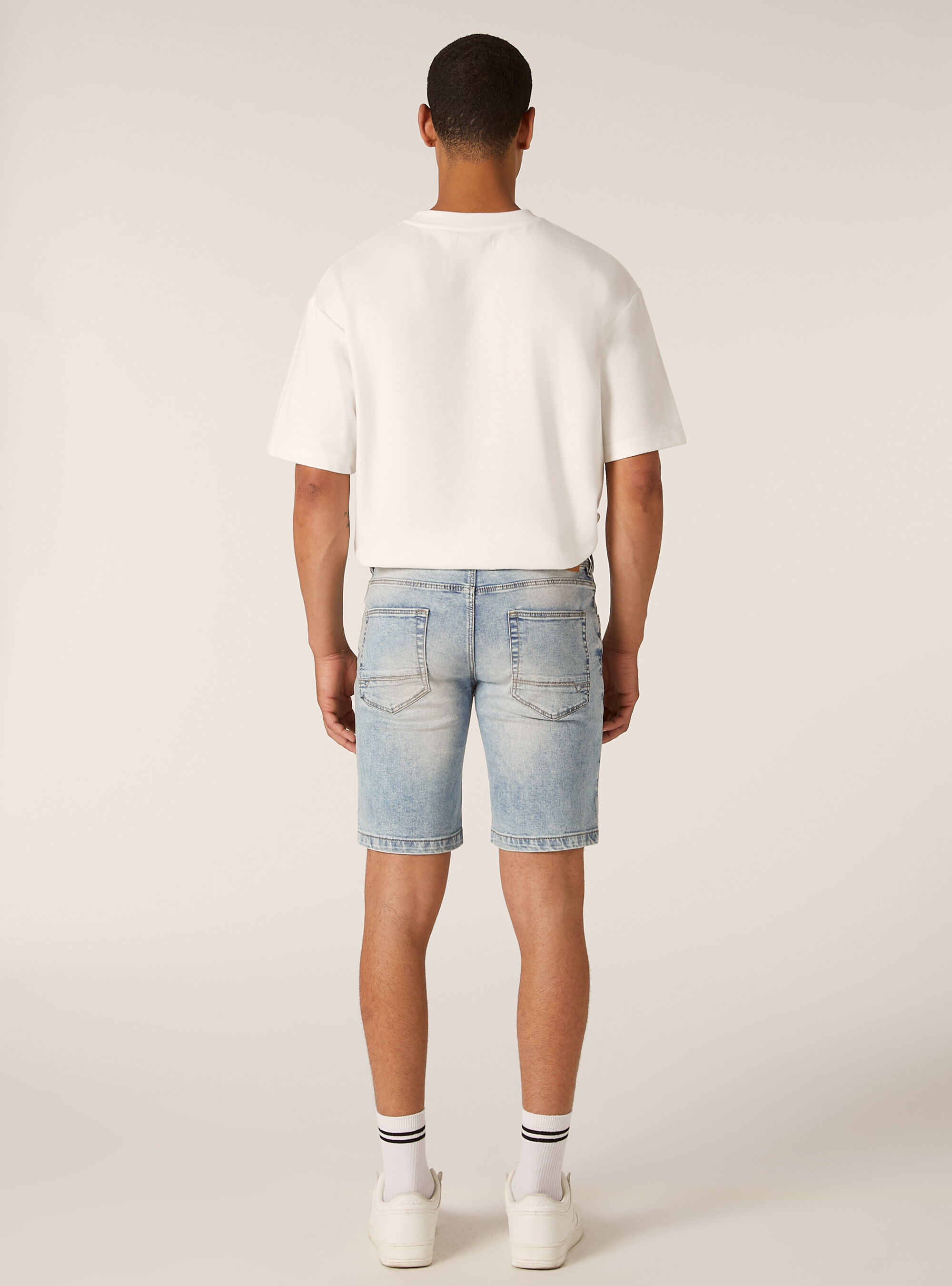 Skinny Fit Denim Bermuda Shorts, D006 AZURE
