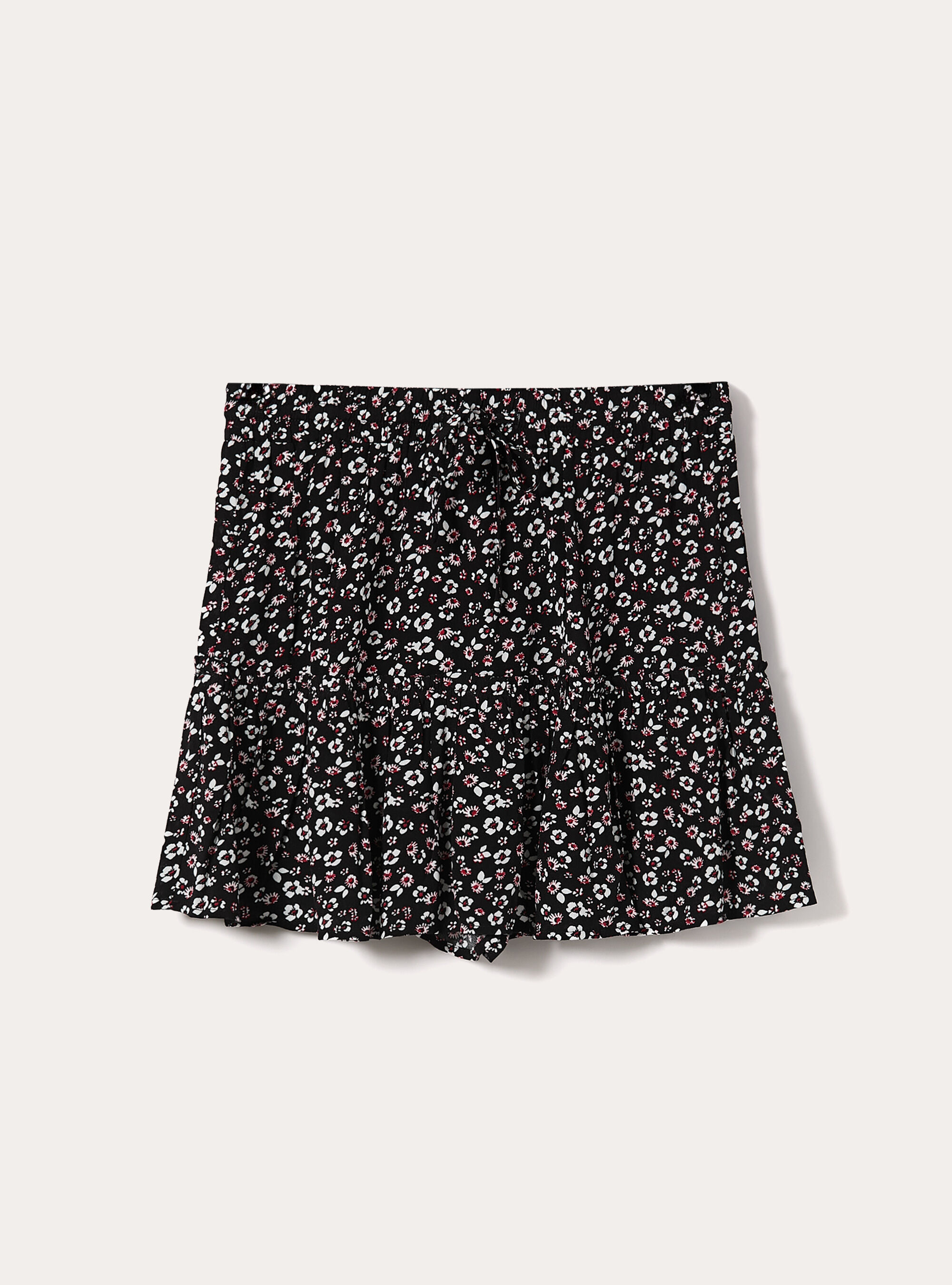 Floral-print skirt, BK1 BLACK