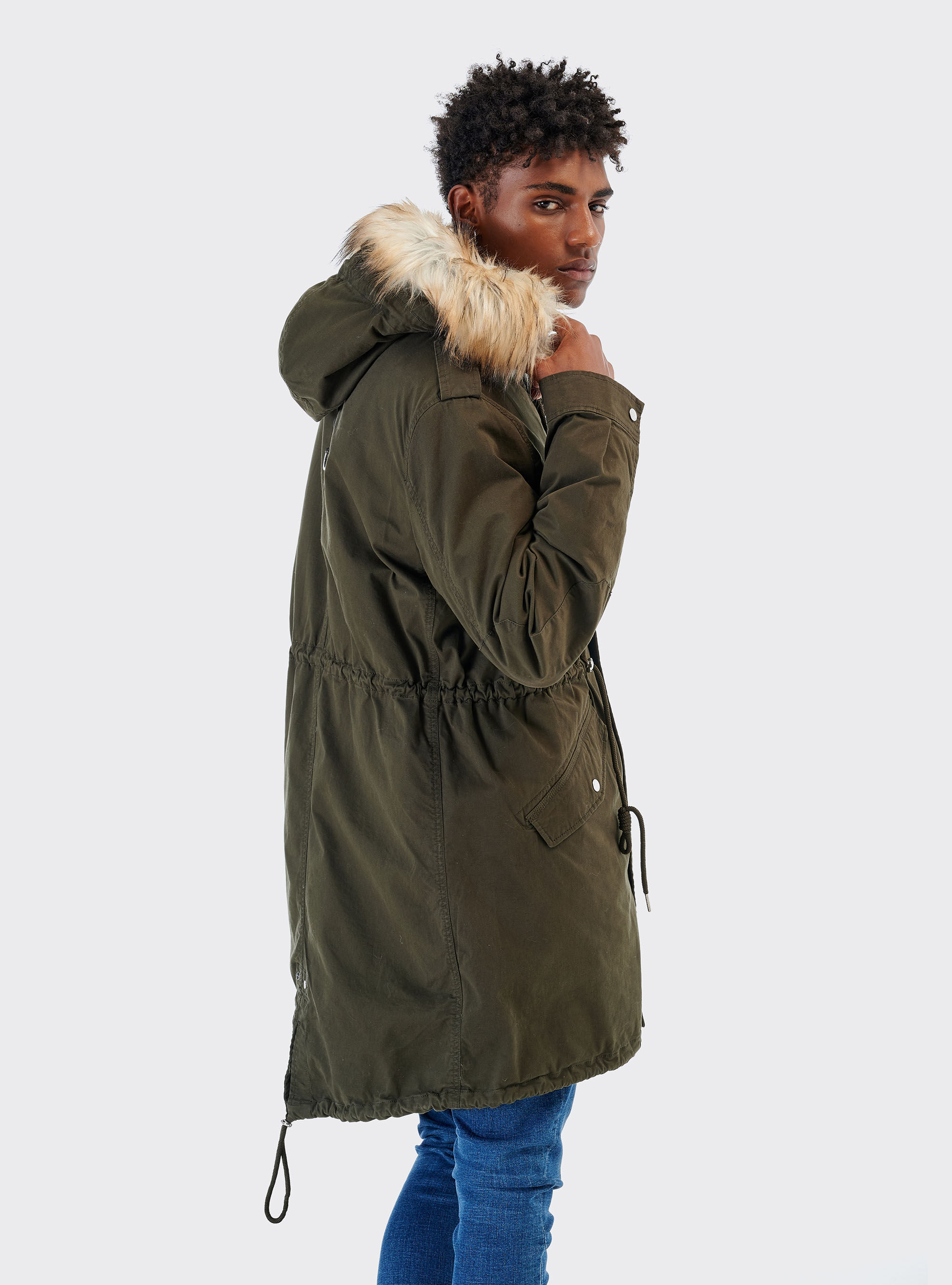 Parka jeans con pelliccia shop