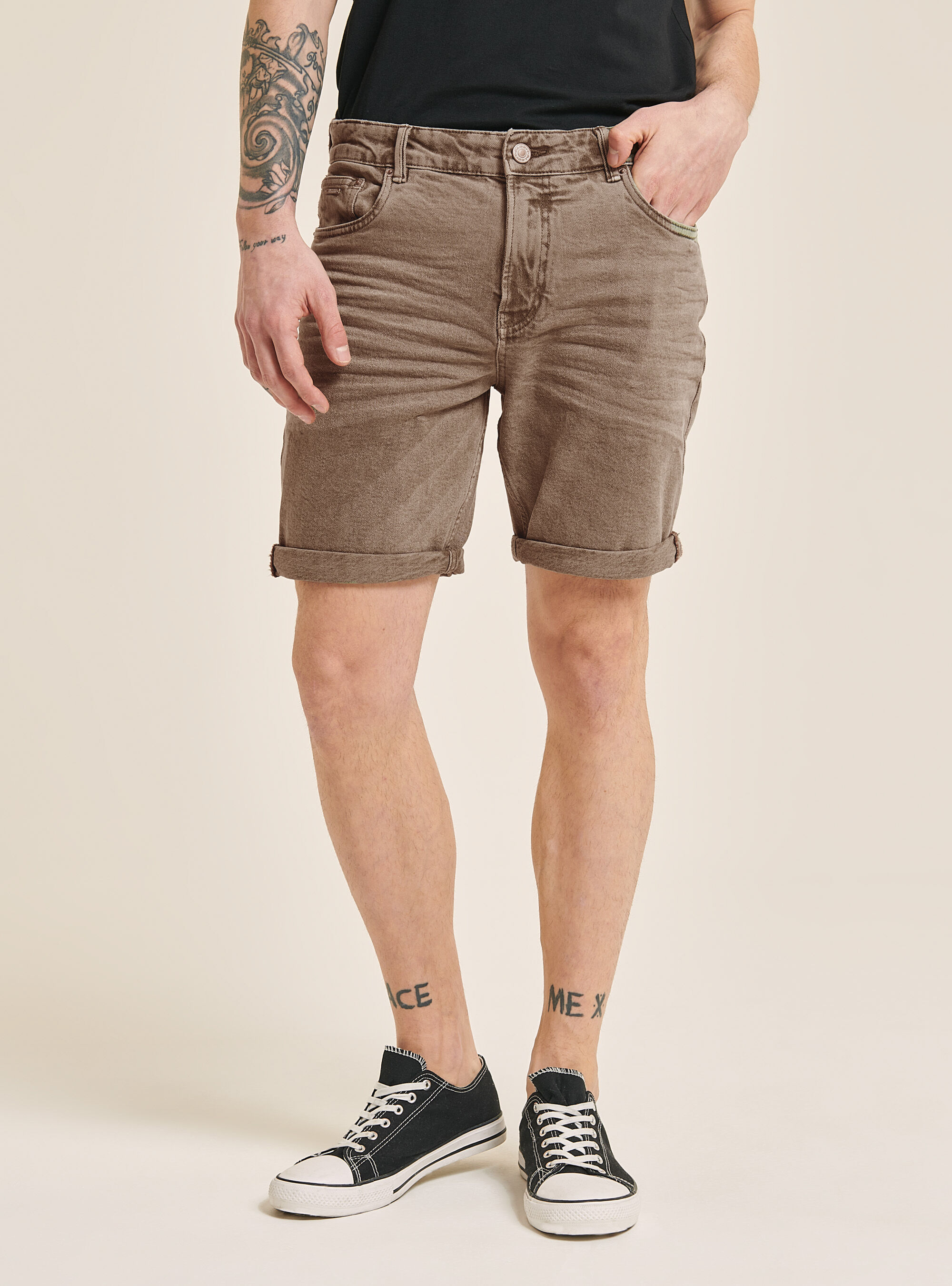 Bermuda in cotone twill stretch tinto in capo, BR2 BROWN MEDIUM