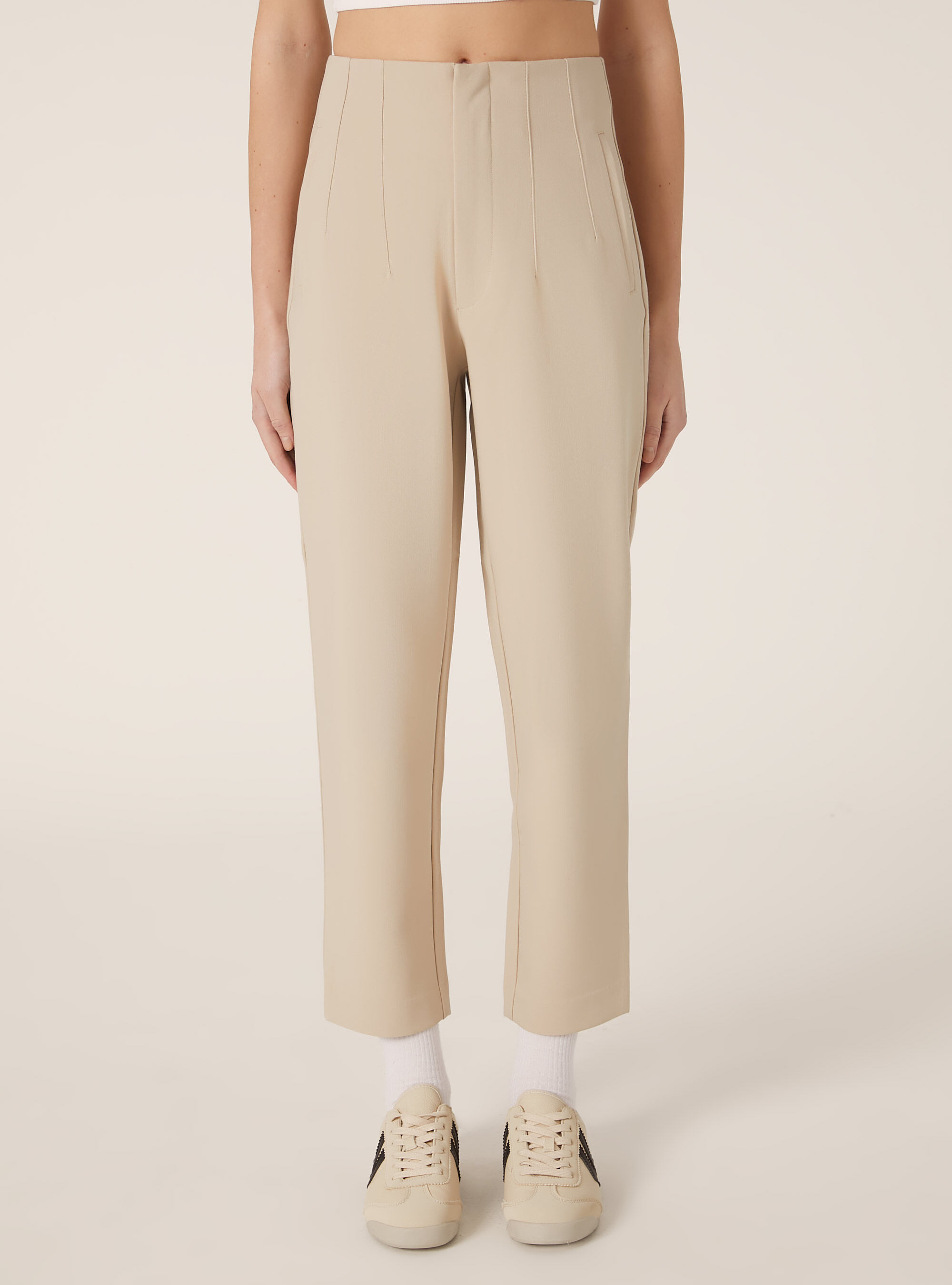 Pantalon uni &agrave; plis, BG3 BEIGE LIGHT