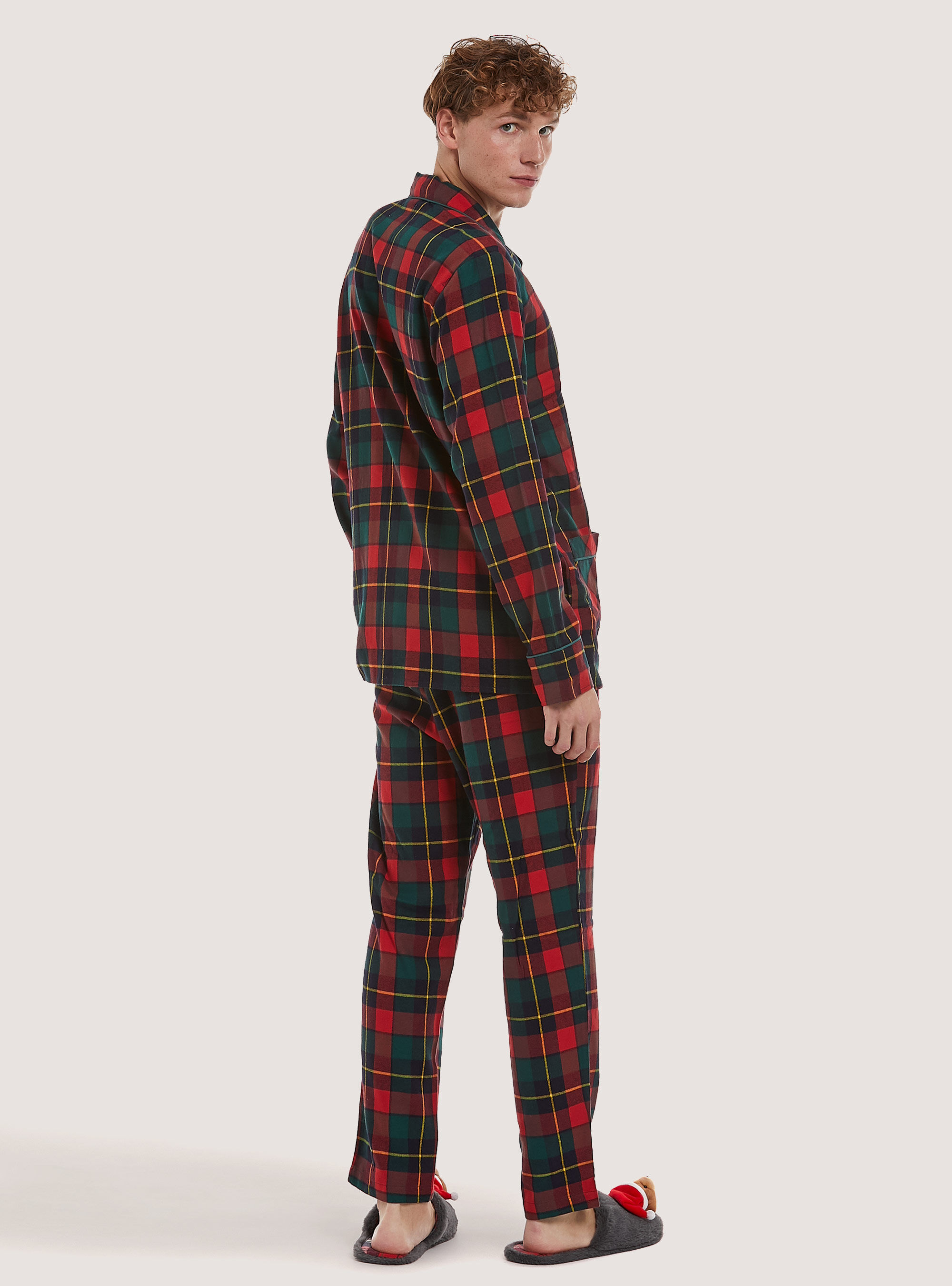 Pijama de tart&aacute;n de la Colecci&oacute;n Familiar de Navidad, GN1 GREEN DARK