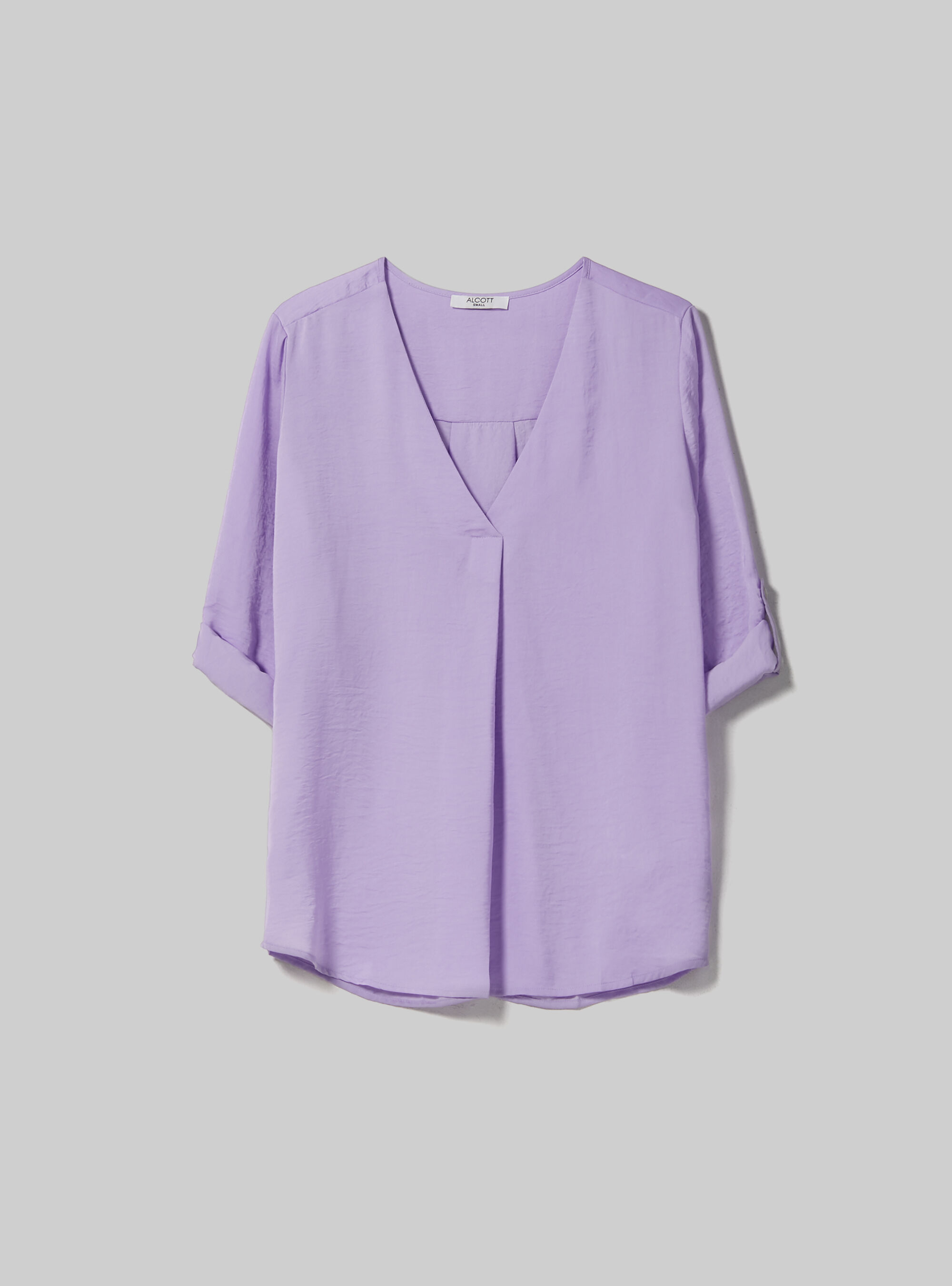 Plain-coloured blouse with neckline, LC2 LILLAC MEDIUM