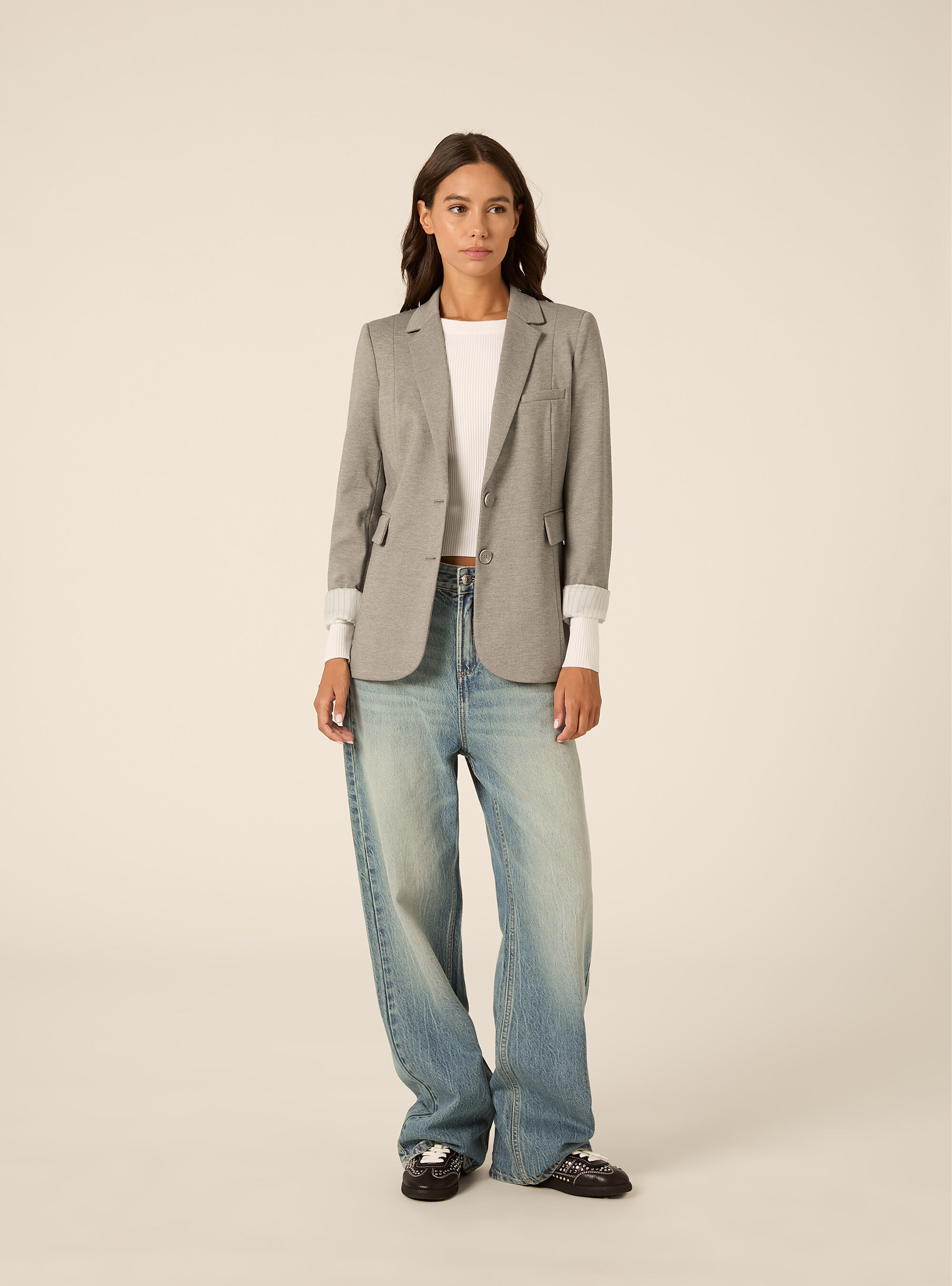 Blazer droit structure a revers