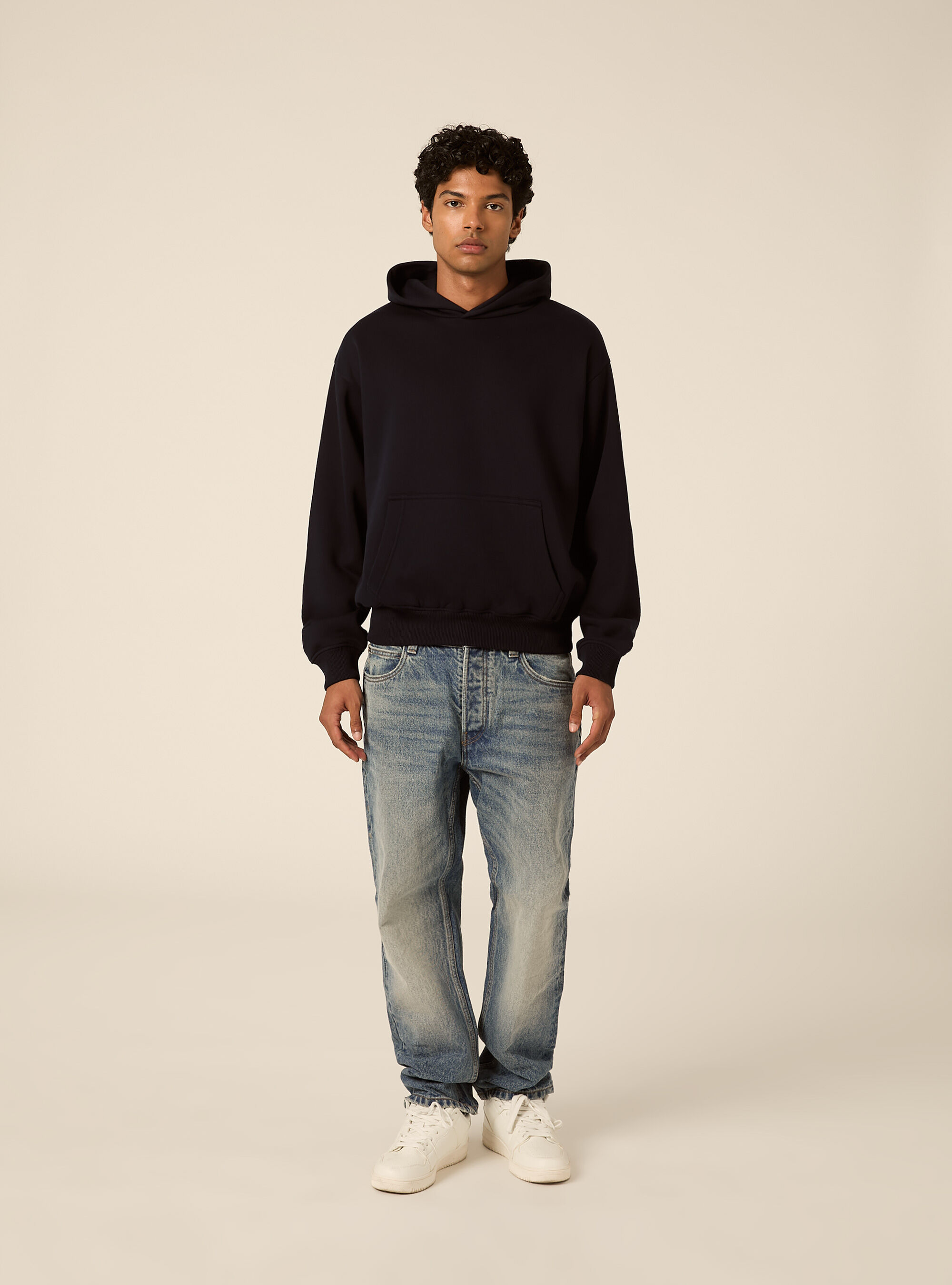 Felpa con cappuccio boxy fit, NA1 NAVY DARK