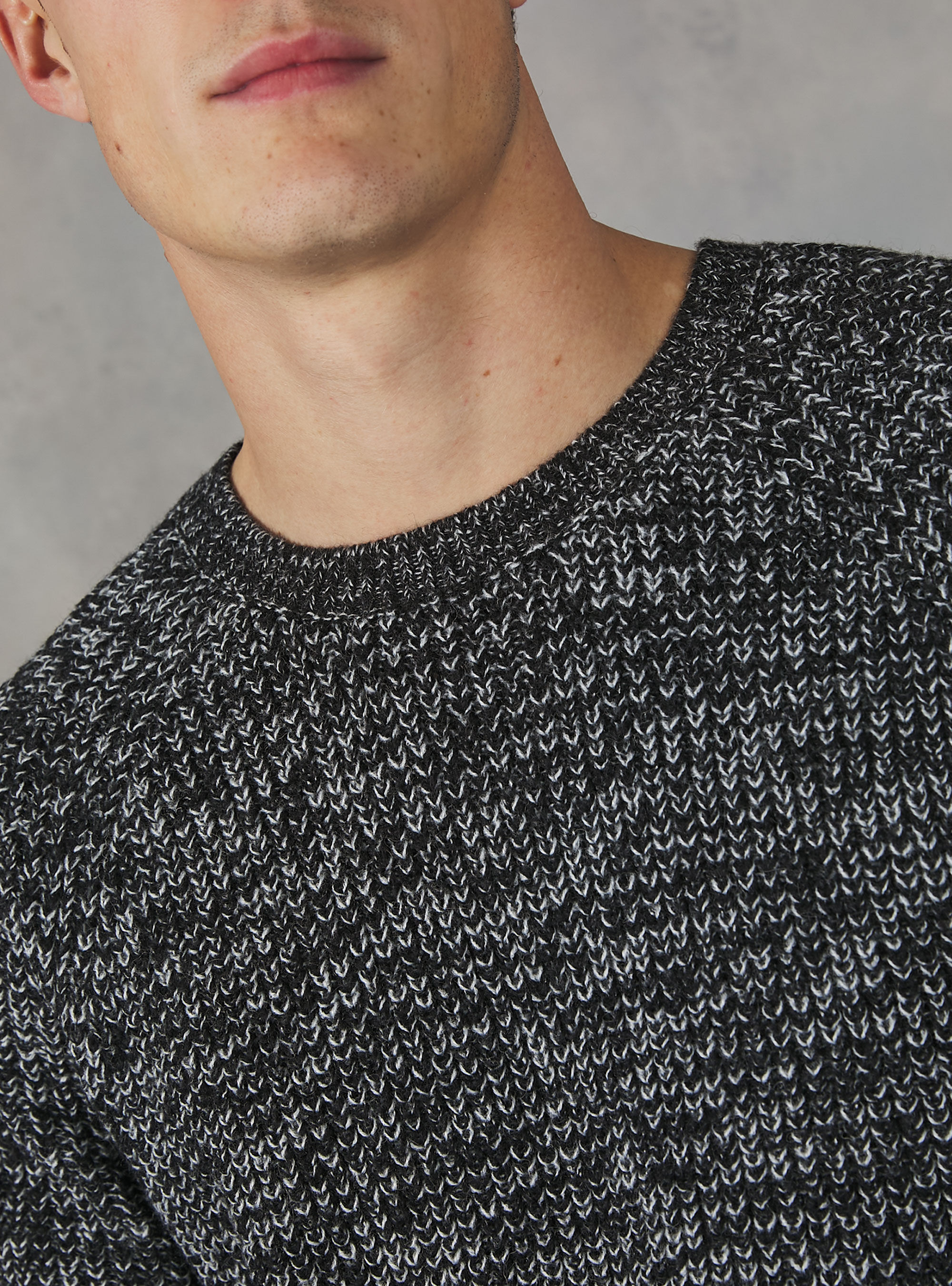 Jersey de cuello redondo de canal&eacute; ingl&eacute;s, TBK1 TWIST BLACK